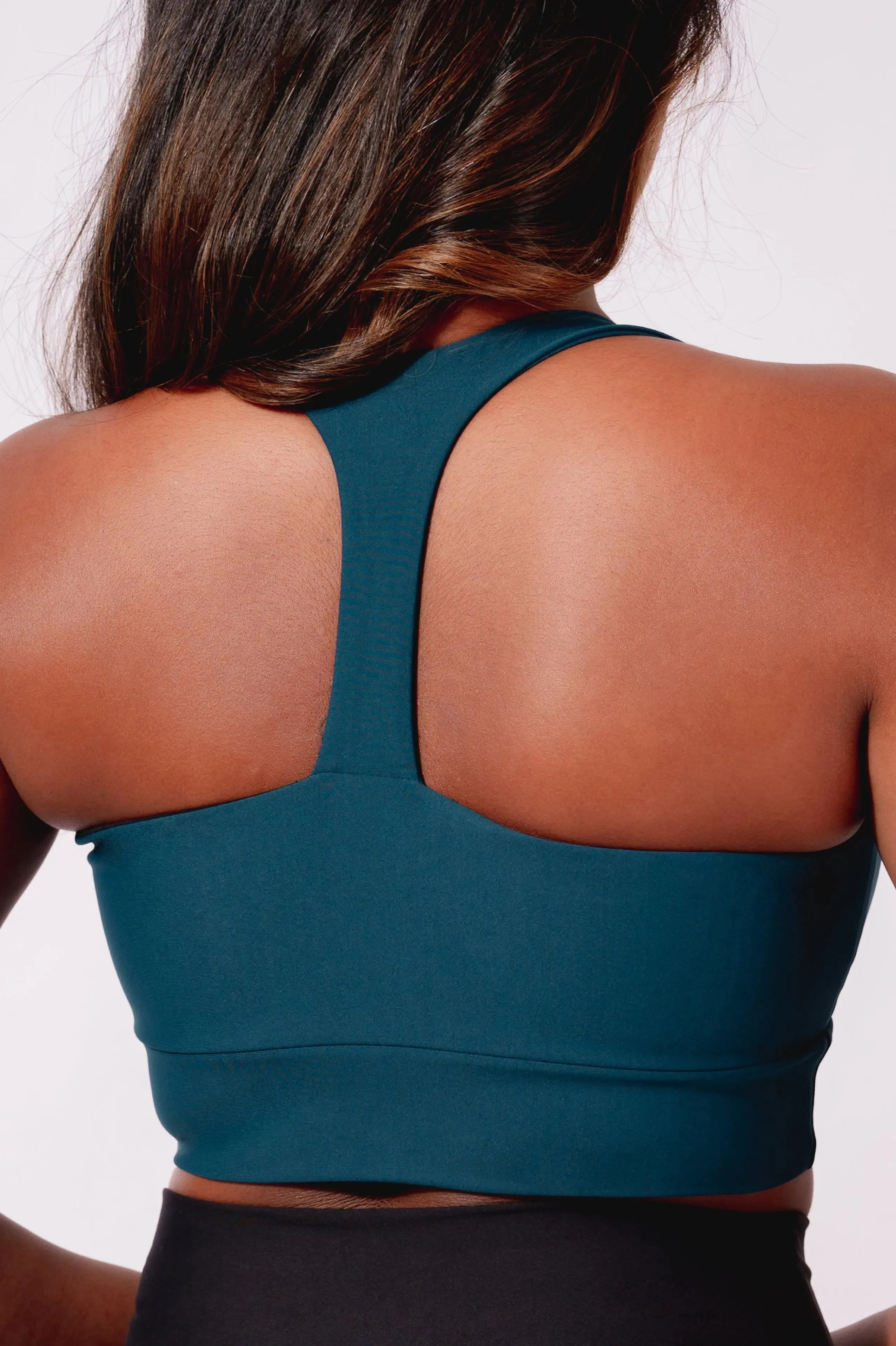 Performance T Back Comfort Crop Top - Dark Teal