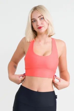 Performance T Back Comfort Crop Top - Neon Coral