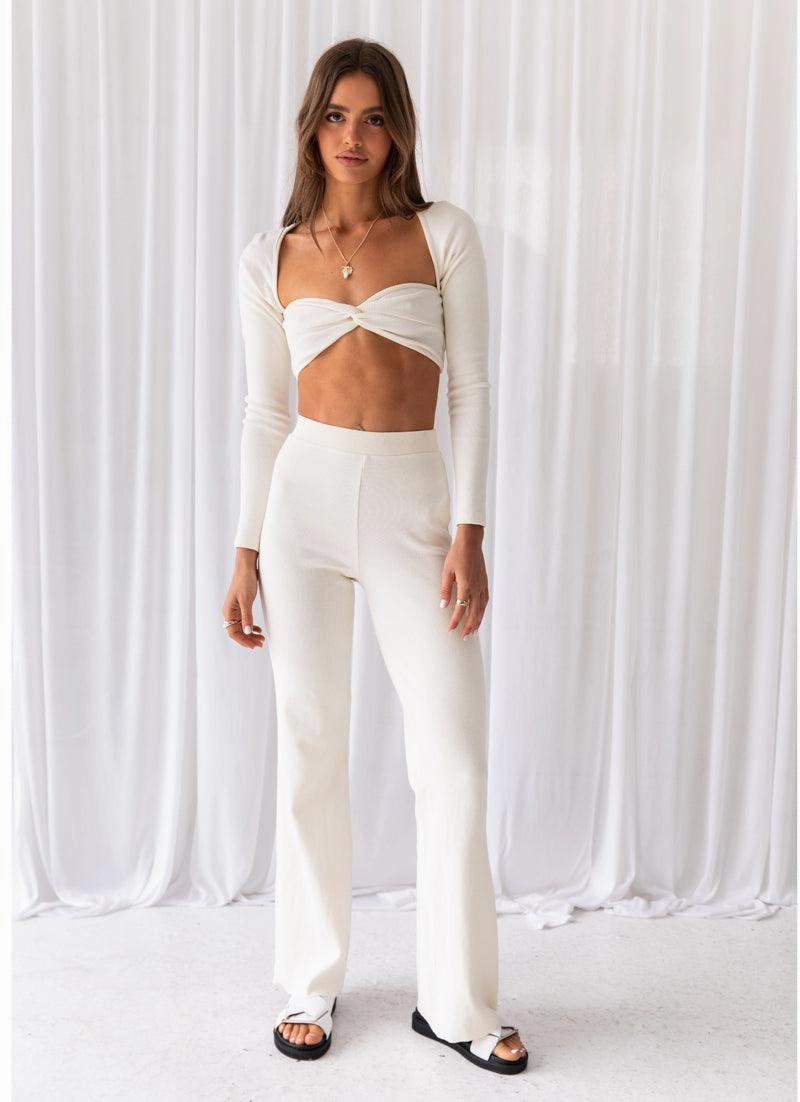 CompactPacking Drop Tail Hem First Class Organic Cotton Rib Crop Top - Ivory