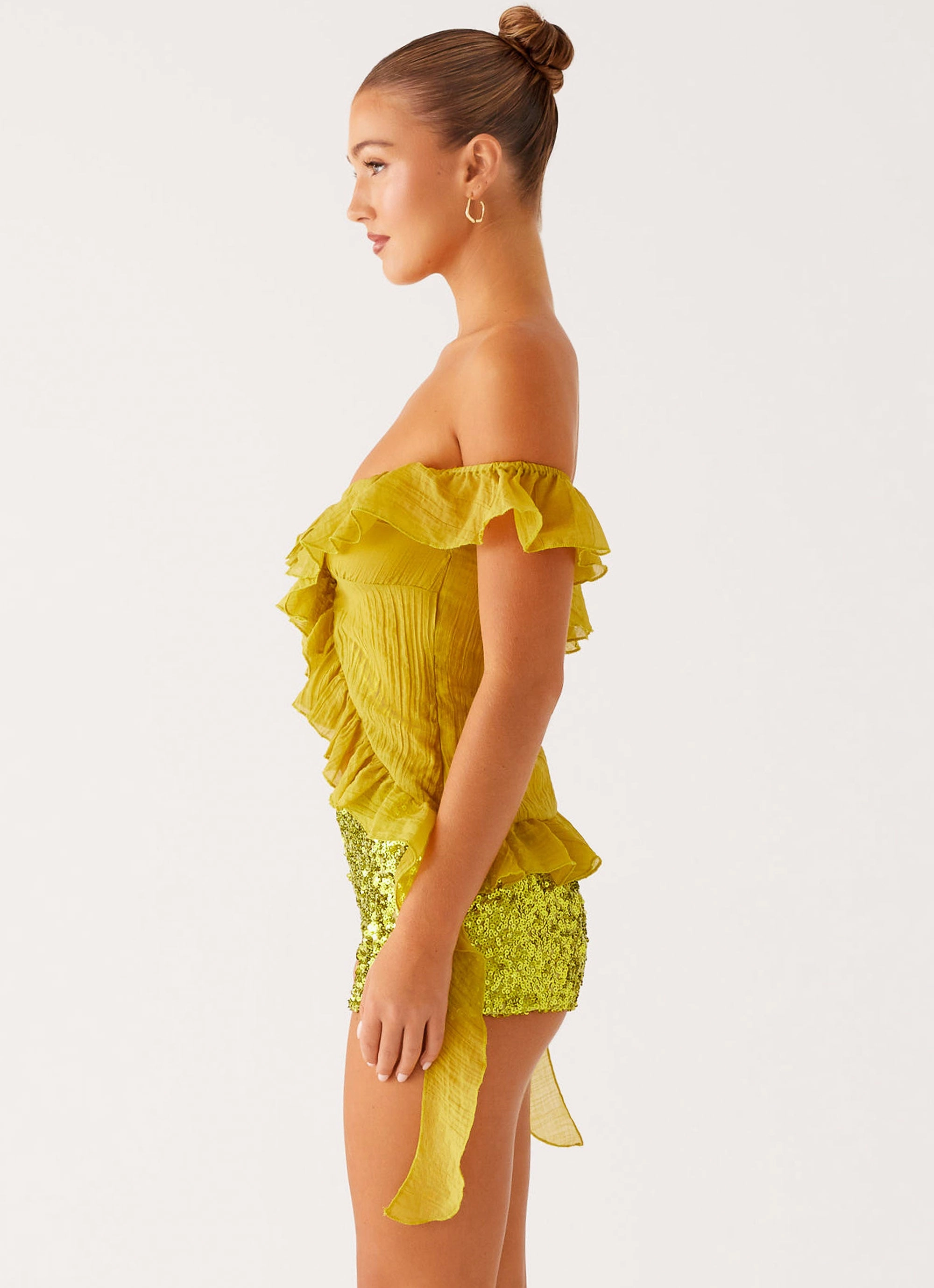 Dylan Off Shoulder Top - Lime WaterResistant LightweightMaterial