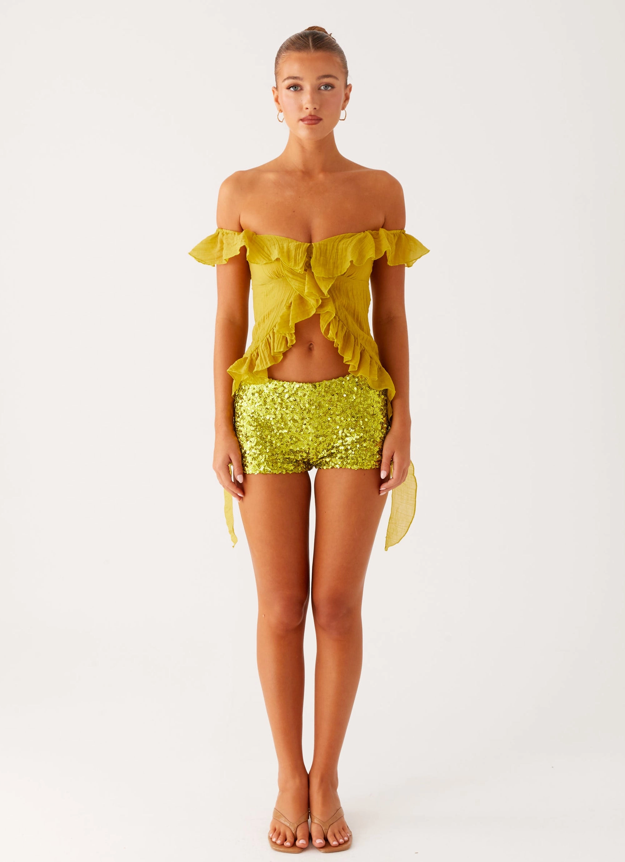 Dylan Off Shoulder Top - Lime AdaptiveFitFabric