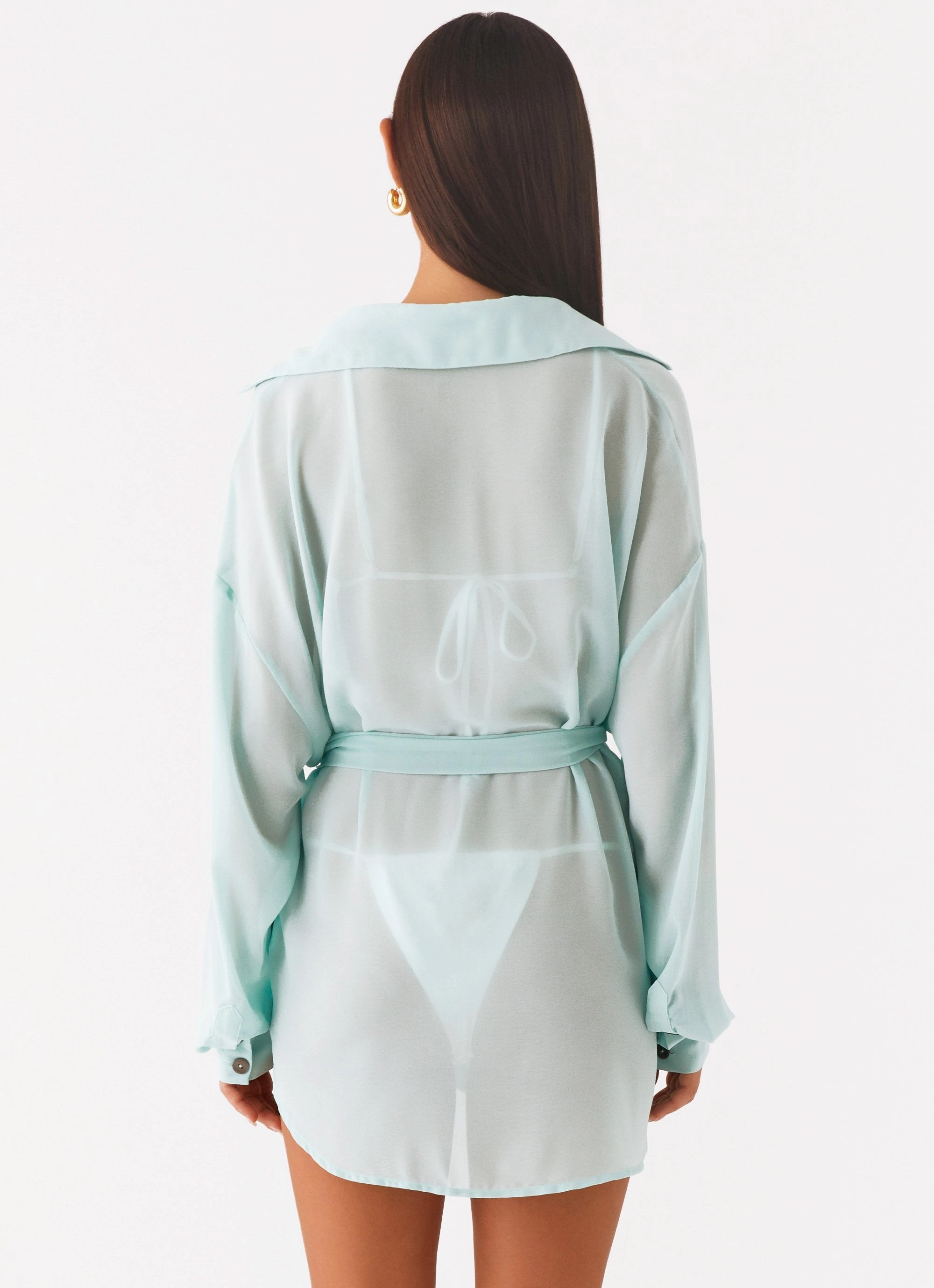 Miley Oversized Chiffon Shirt - Pale Blue NonChafingEdges