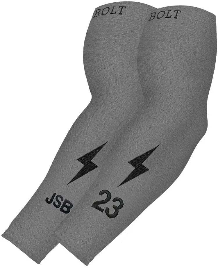 Personalized BRUCE BOLT Graduated Compression Premium Arm Sleeve - GREY