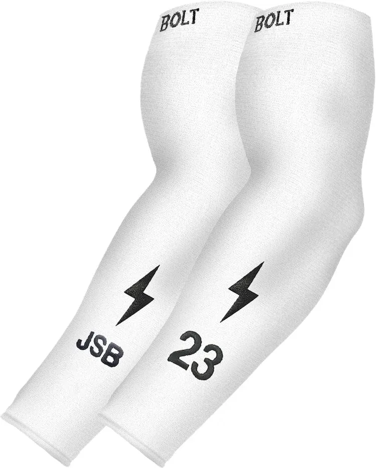 Personalized BRUCE BOLT Graduated Compression Premium Arm Sleeve - WHITE