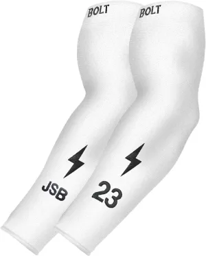 Personalized BRUCE BOLT Graduated Compression Premium Arm Sleeve - WHITE