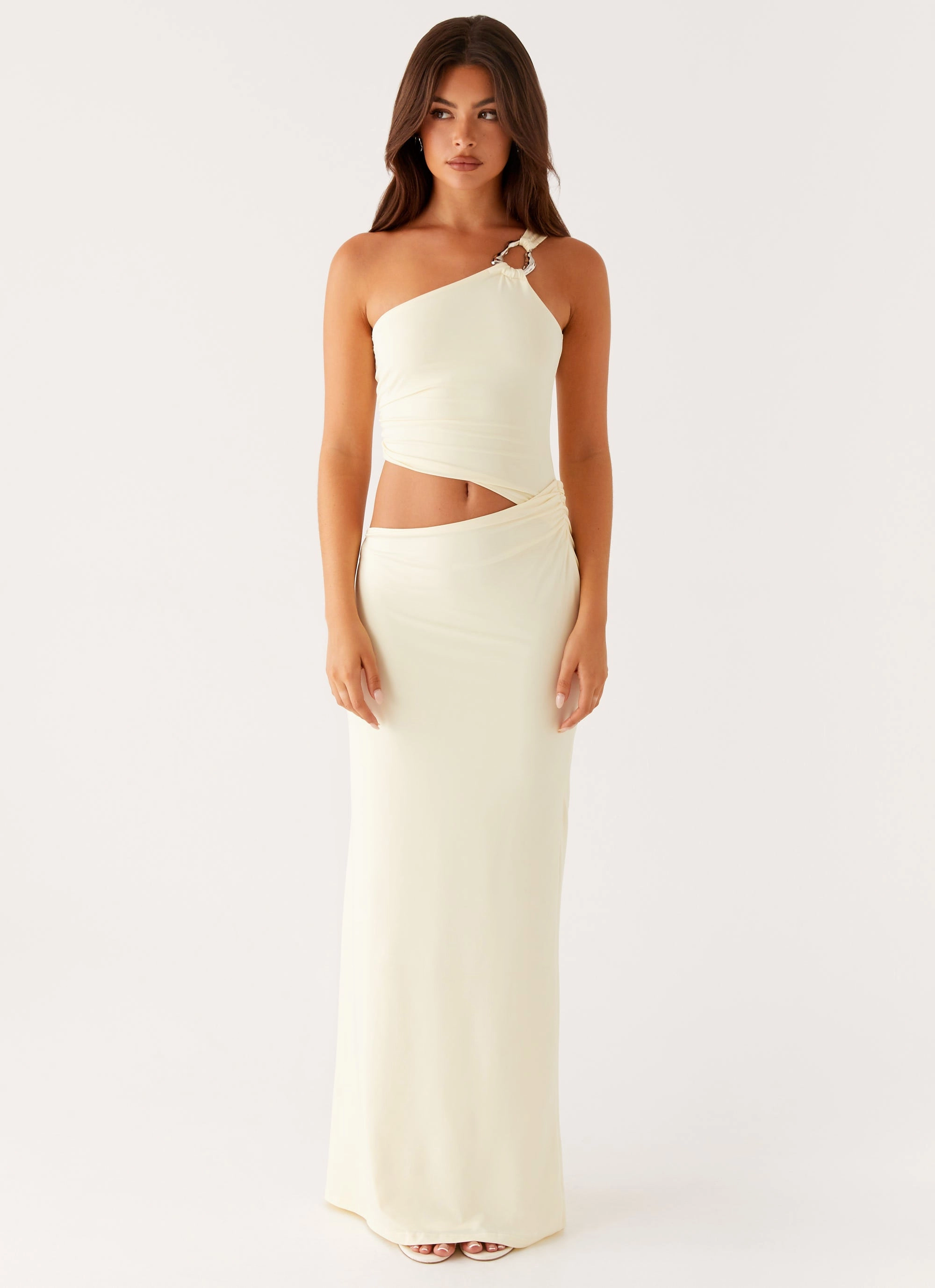 Peta Maxi Dress - Yellow Kimono-Sleeve Snap-Closure