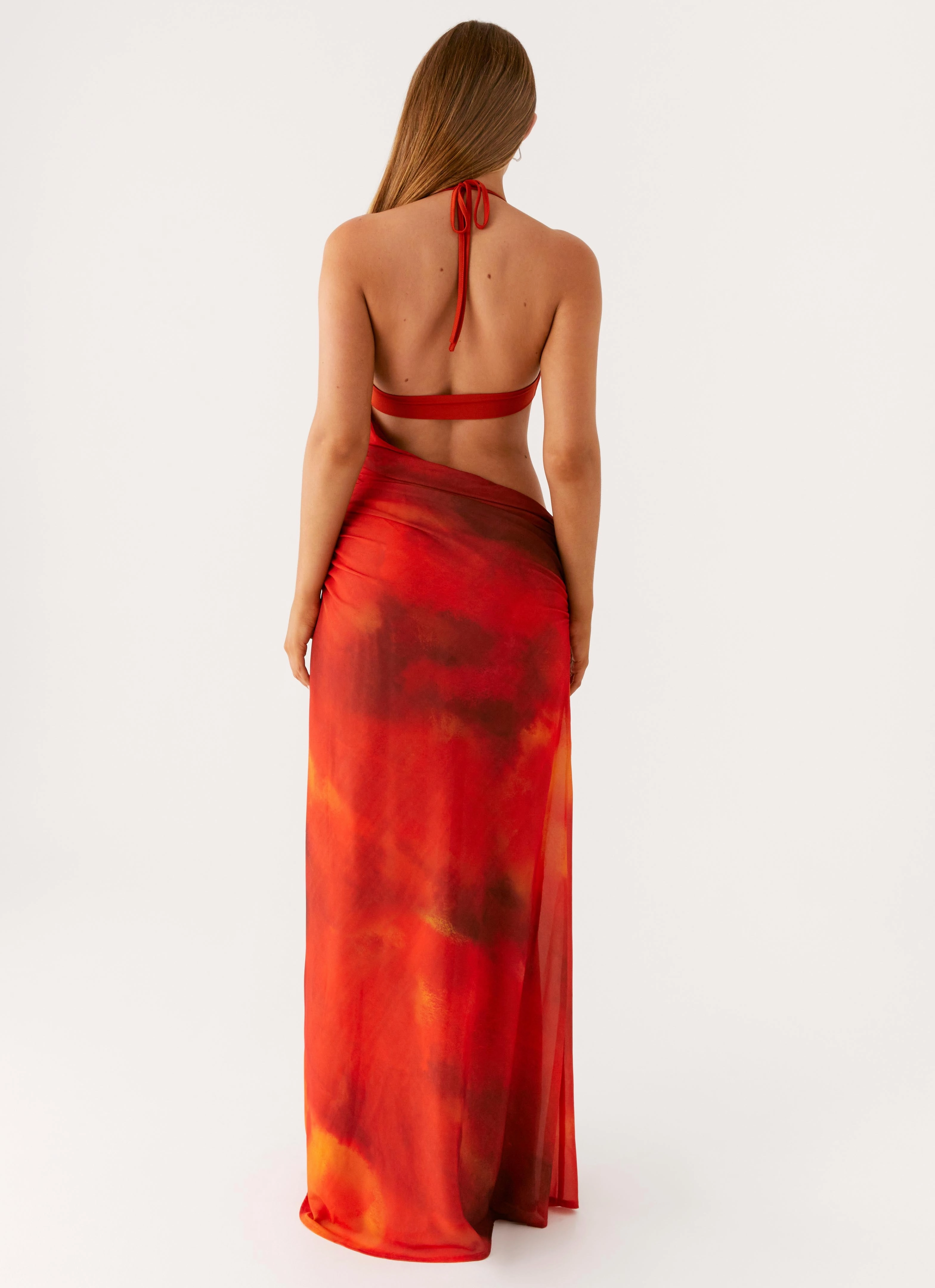 Flattering Comfort Wear Comfortable Layering Elixis Maxi Dress - Scarlet Blur