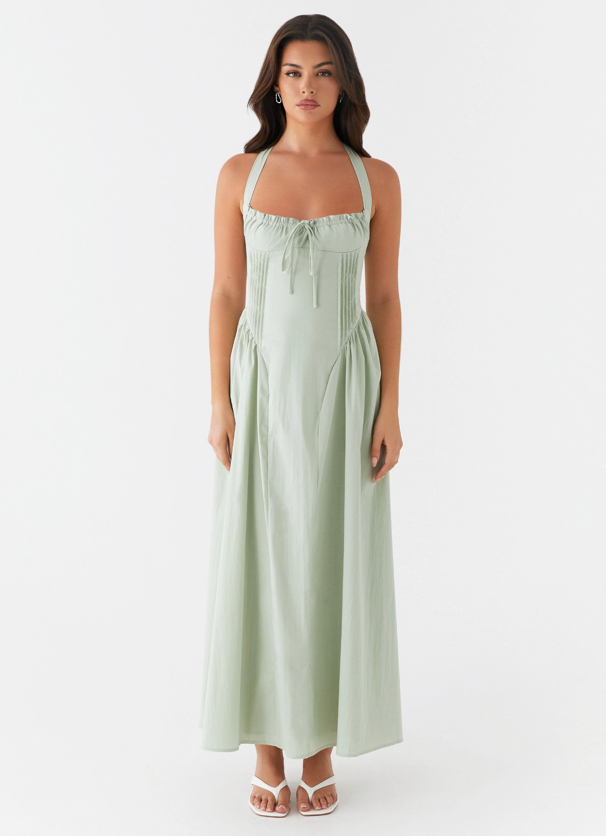 Tall-Fit Olenna Halterneck Midi Dress - Sage