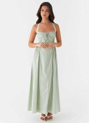 Olenna Halterneck Midi Dress - Sage Flow Line Smart Edge