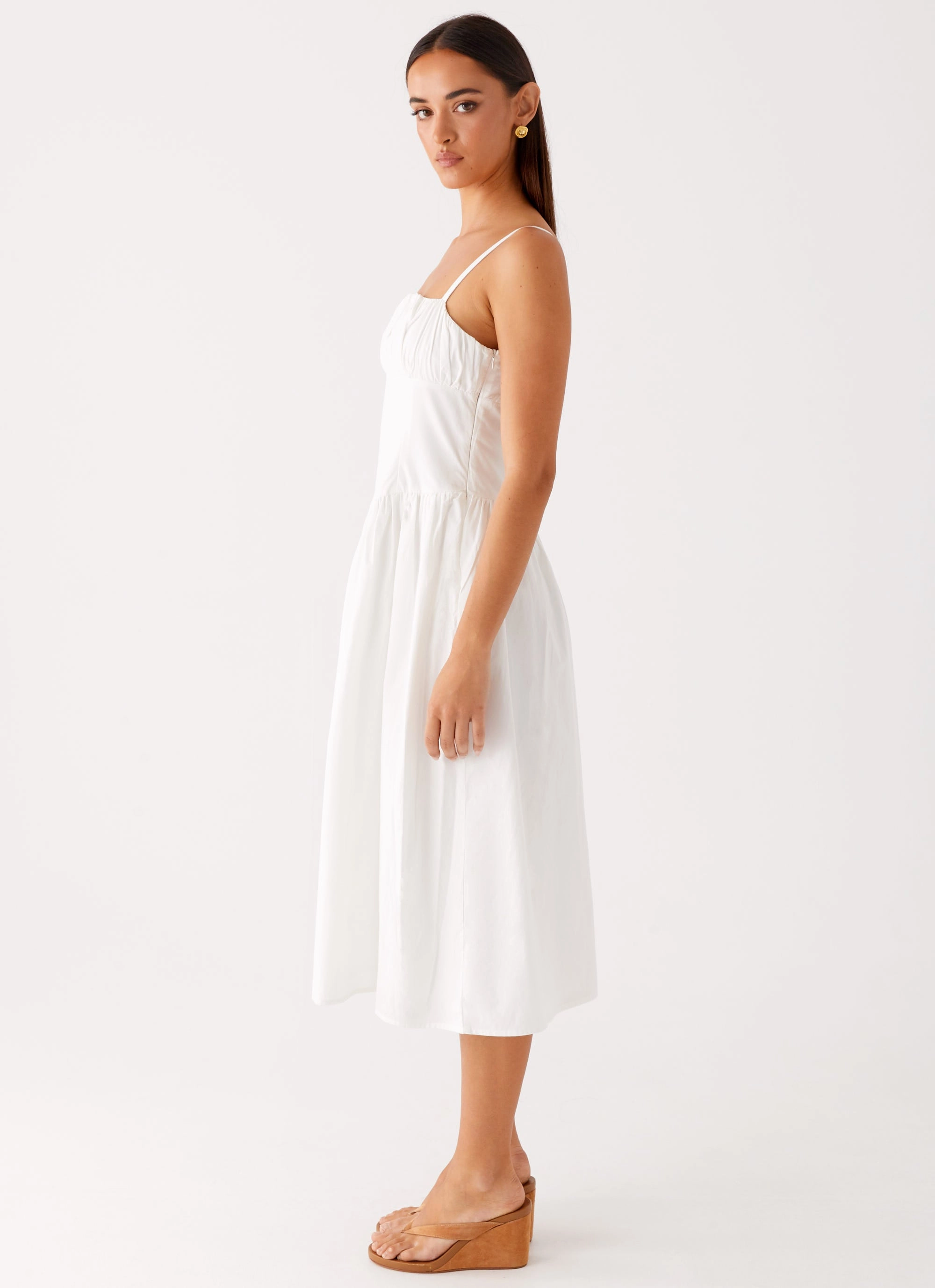 Phillipa Midi Dress - White Texture Rich