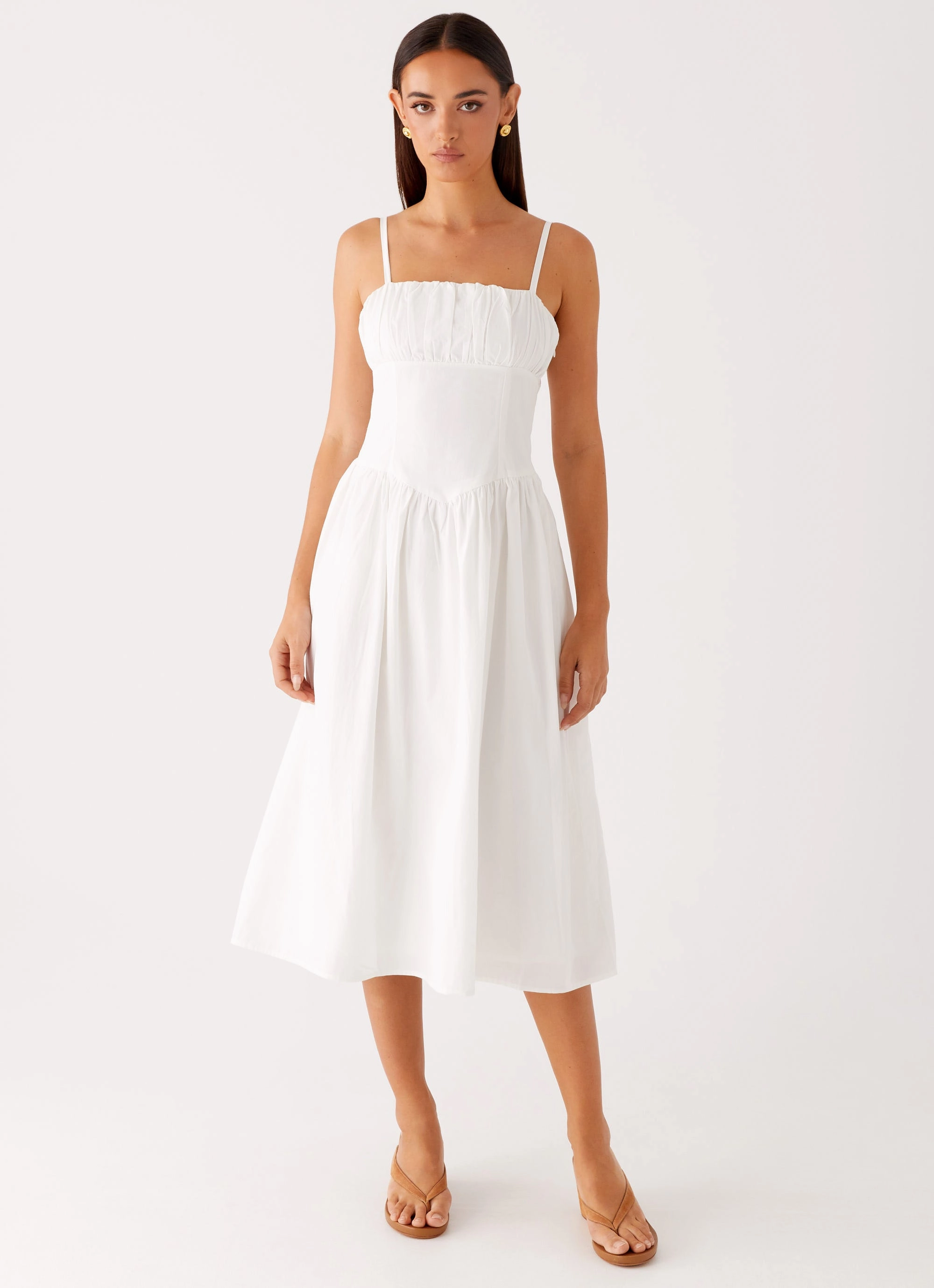 Phillipa Midi Dress - White Family Warm