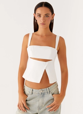Pia Cut Out Top - White AthleticInspired BambooBlend