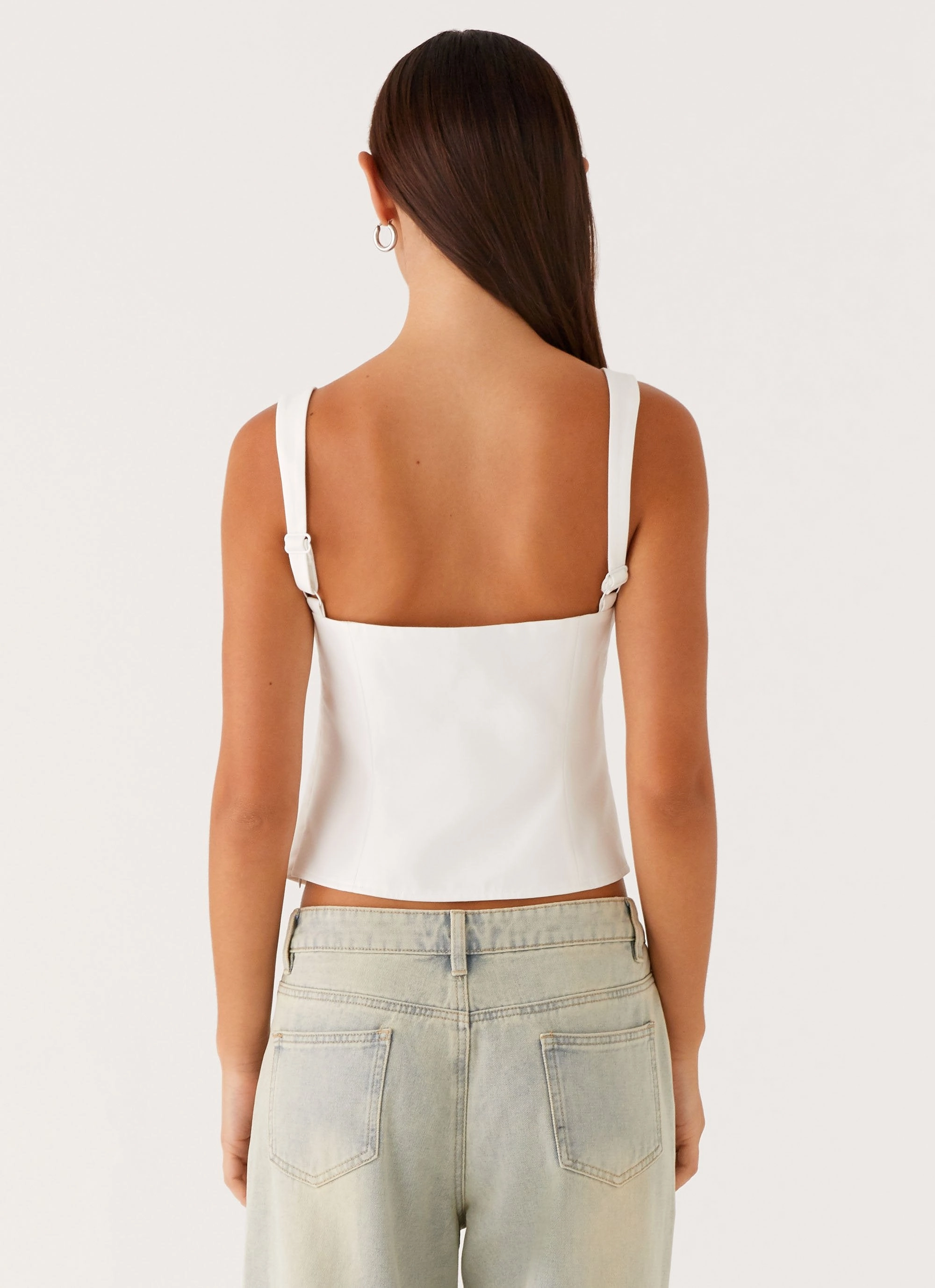 Pia Cut Out Top - White Multi Pocket Configuration