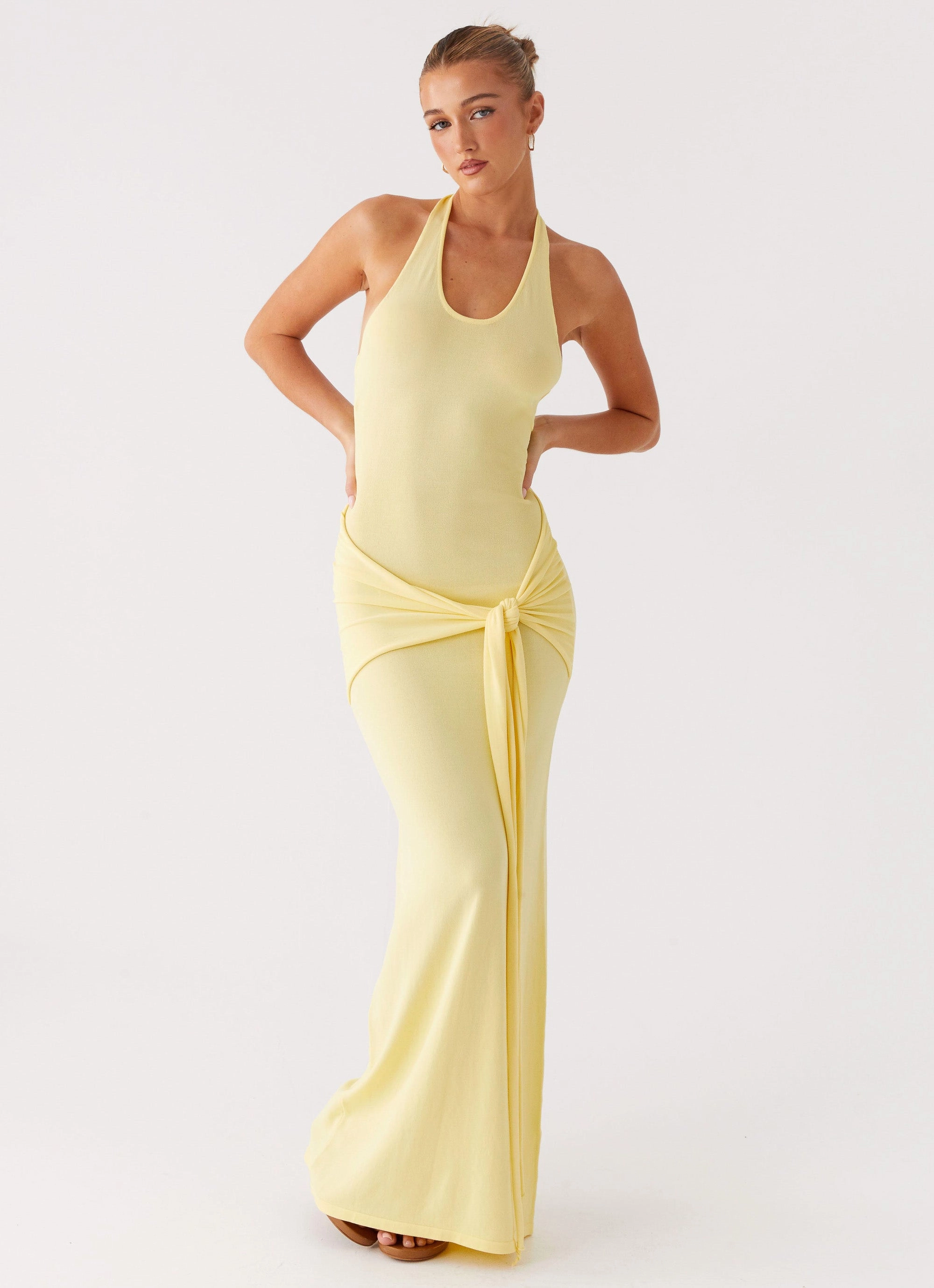 Pina Colada Knit Maxi Dress - Yellow Modern Staple Clean Touch