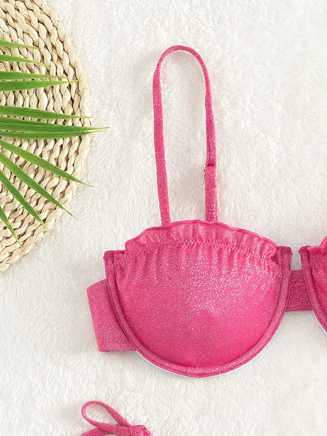 Pink 2 Pieces Spaghetti Strap Bikini