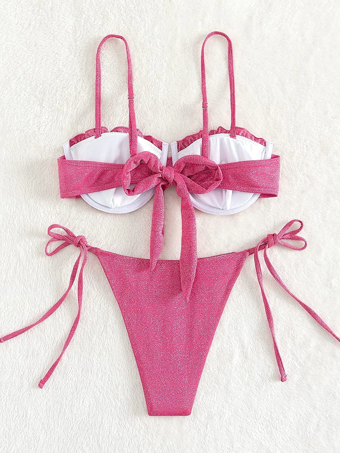 Pink 2 Pieces Spaghetti Strap Bikini