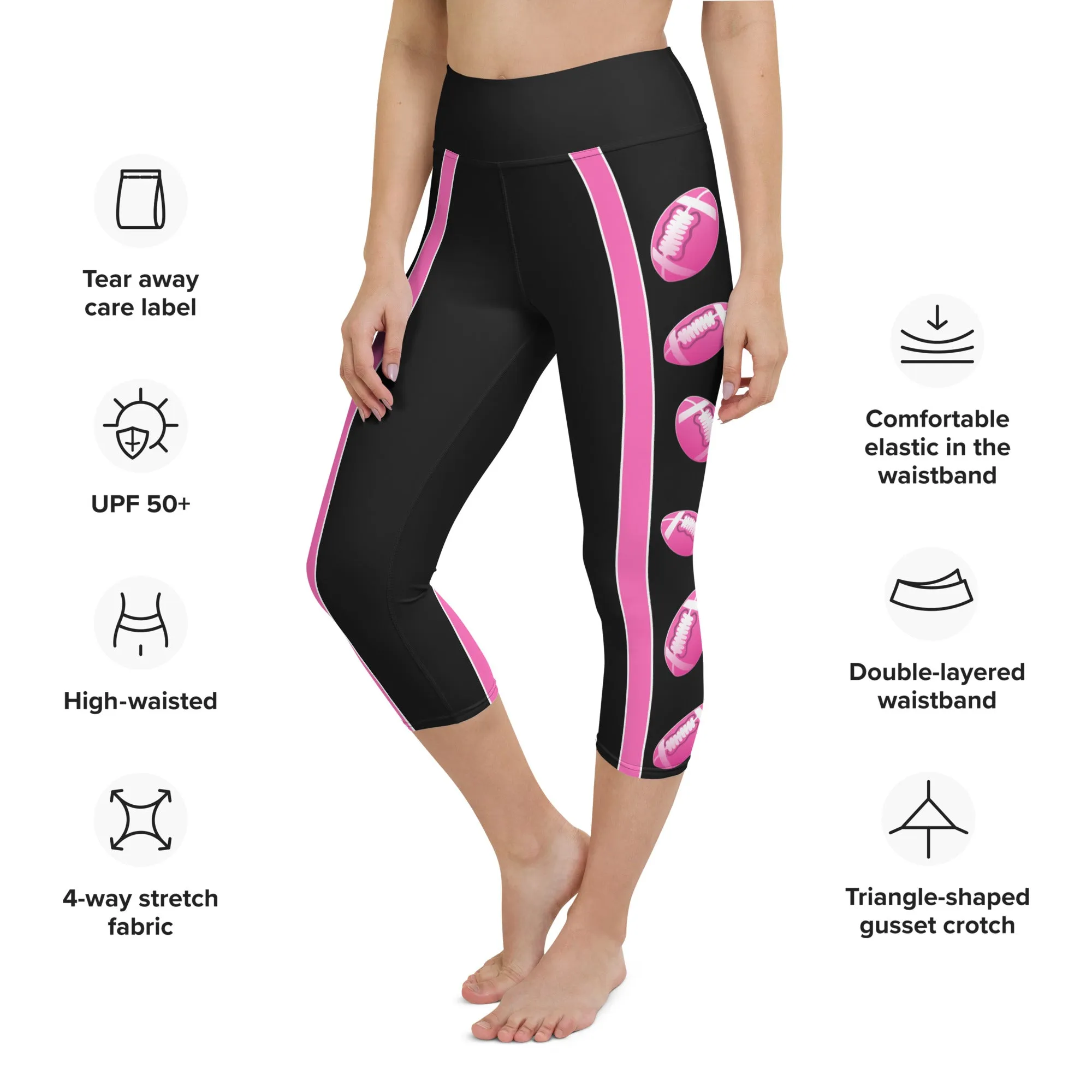 Pink Football Yoga Capris