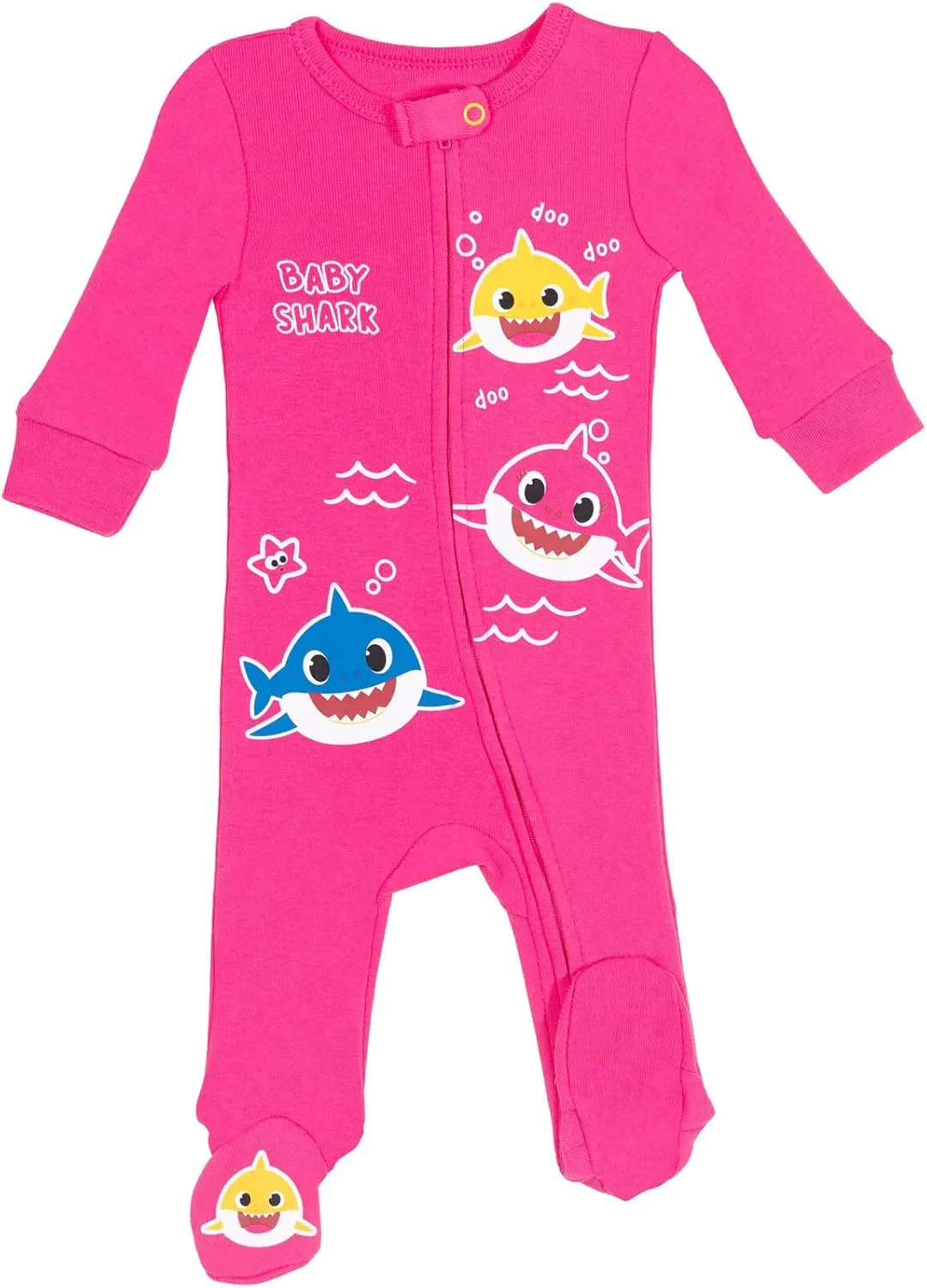 Pinkfong Mommy Shark Daddy Shark Baby Shark 2 Pack Zip Up Sleep N' Play Coveralls Newborn to Infant