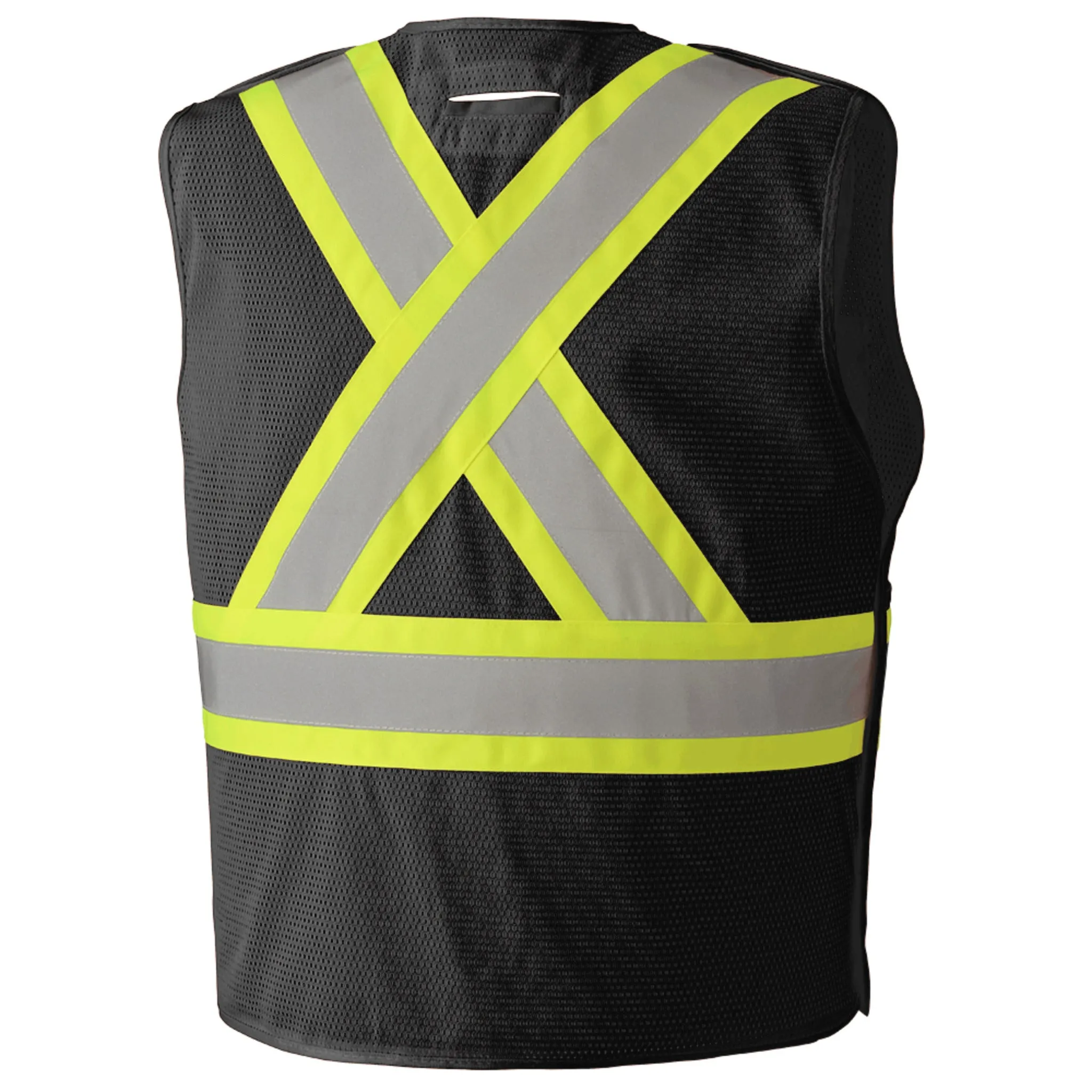 Pioneer Men's Black Hi Vis Safety Tear-Away Vest, Drop Shoulder, CSA Z96-15, Poly Mesh, StarTech® Reflective, 5-Point Quick Release | Sizes S-5XL