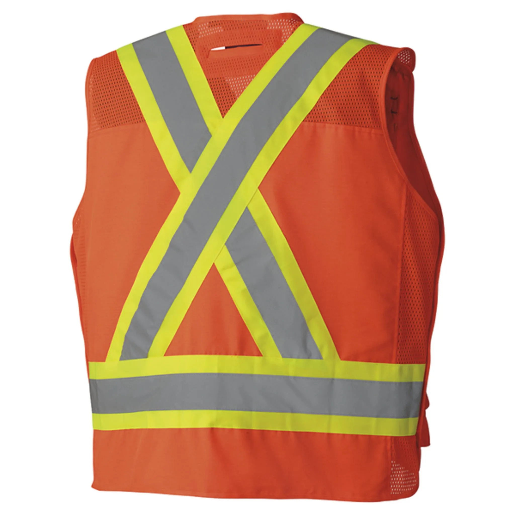 Pioneer Men's Hi Vis Safety Surveyor Vest CSA Poly/Cotton 5-Point Tear-Away, StarTech Reflective, Cooling Mesh, Pockets, D-Ring Access | Sizes S-4XL