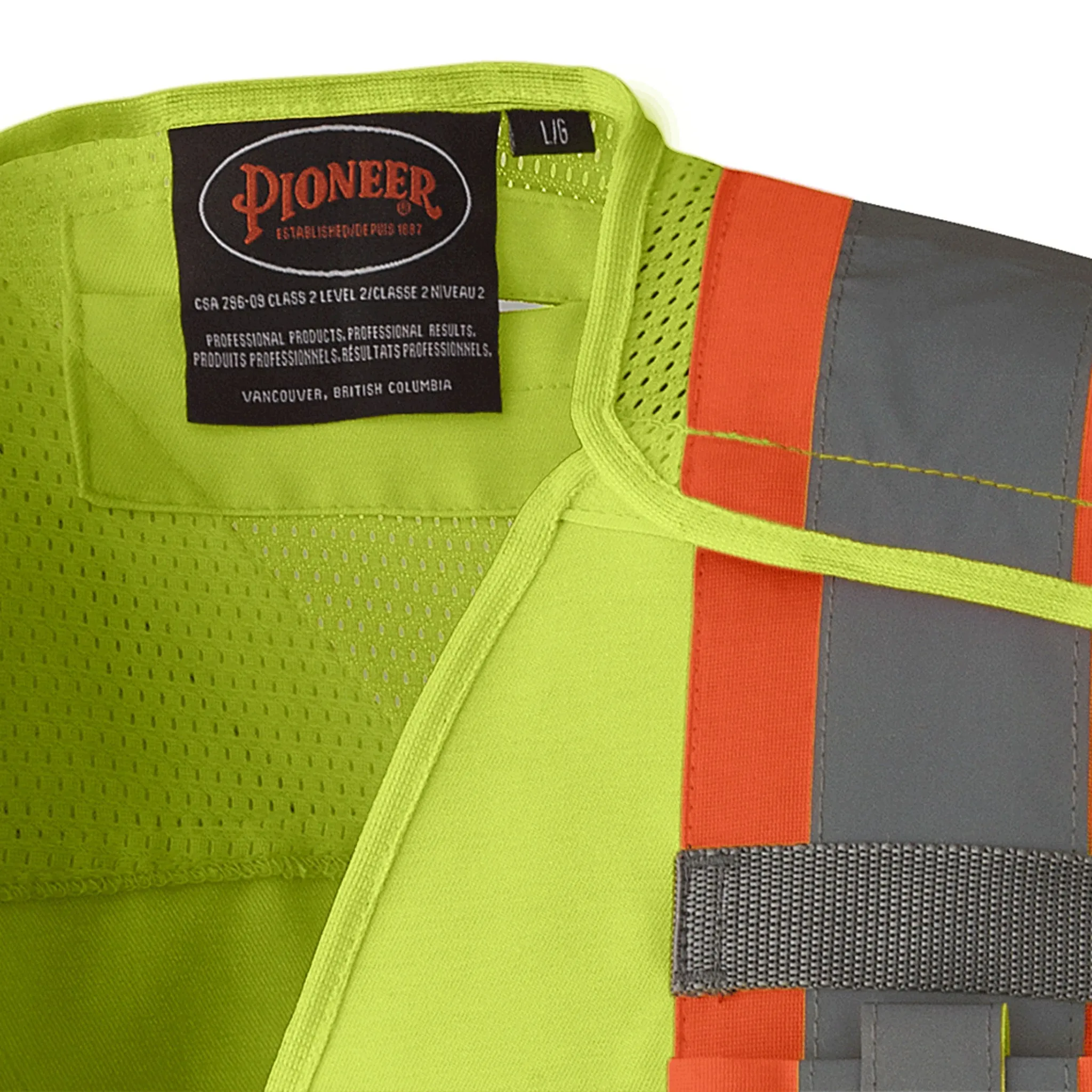 Pioneer Men's Hi Vis Safety Surveyor Vest CSA Poly/Cotton 5-Point Tear-Away, StarTech Reflective, Cooling Mesh, Pockets, D-Ring Access | Sizes S-4XL