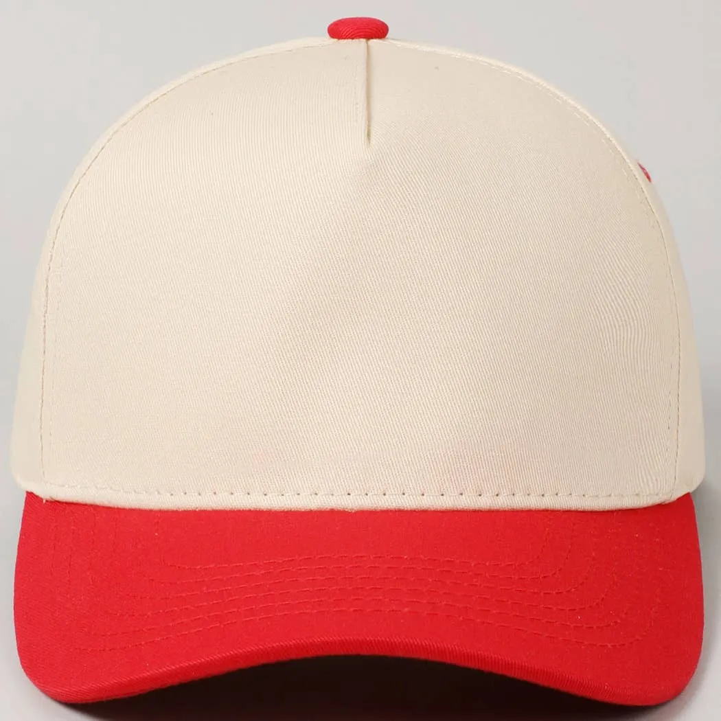Plain Two Tone Canvas Cotton Baseball Cap : BGD / ONE SIZE