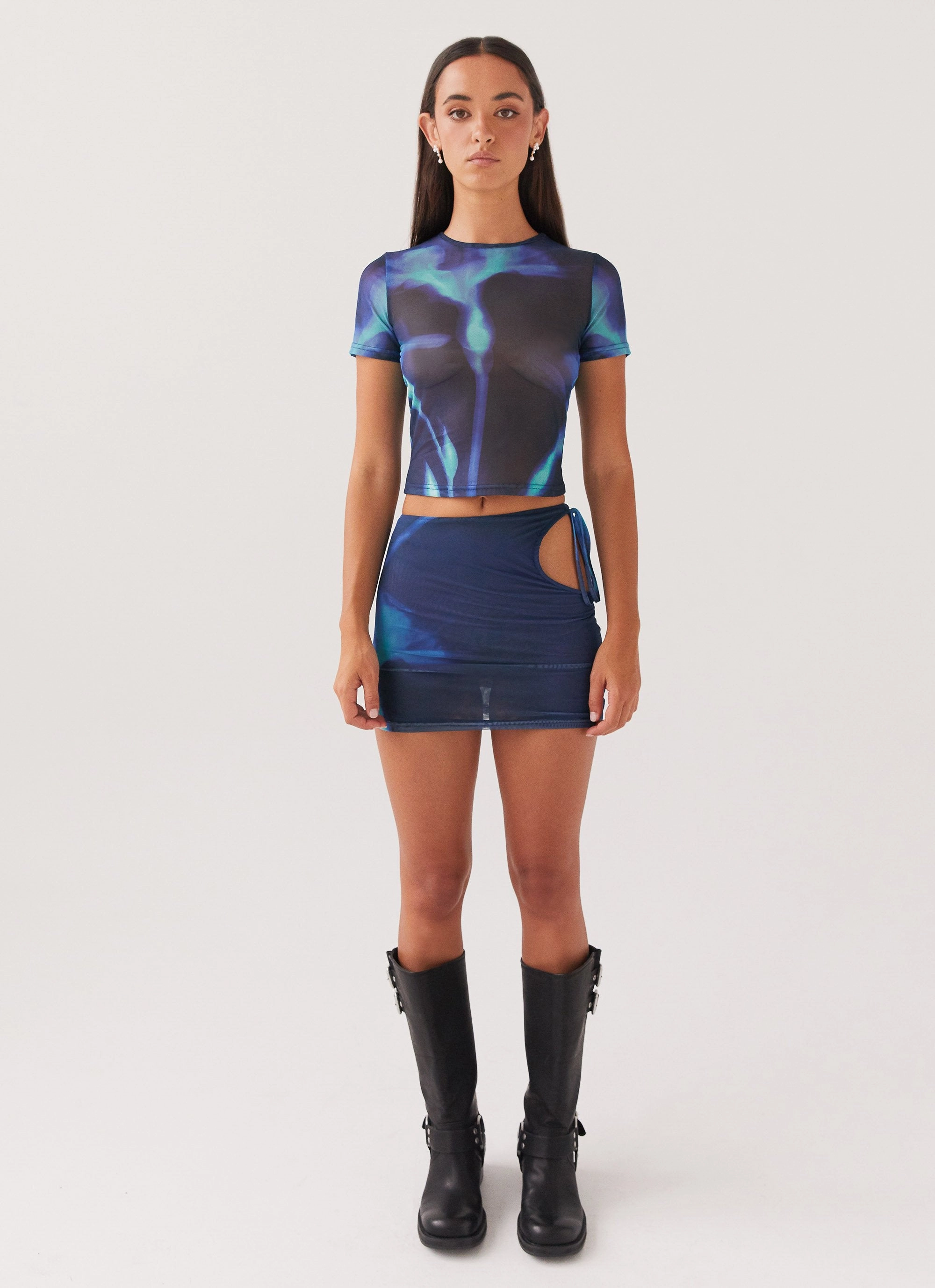 Planet Love Mesh Mini Skirt - Cyber Rose Unisex style