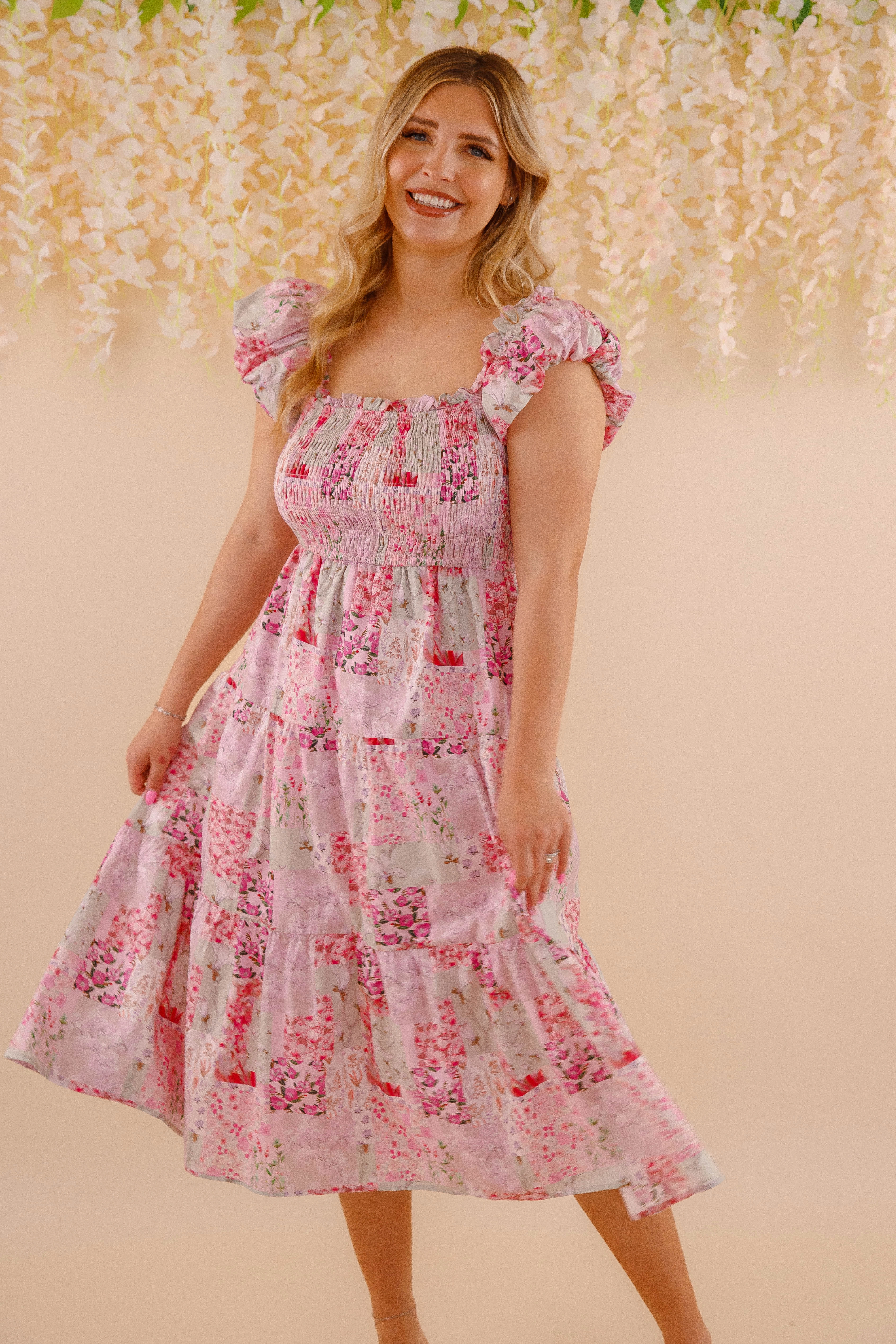 Play On Words Midi Dress button detail Visual Balance