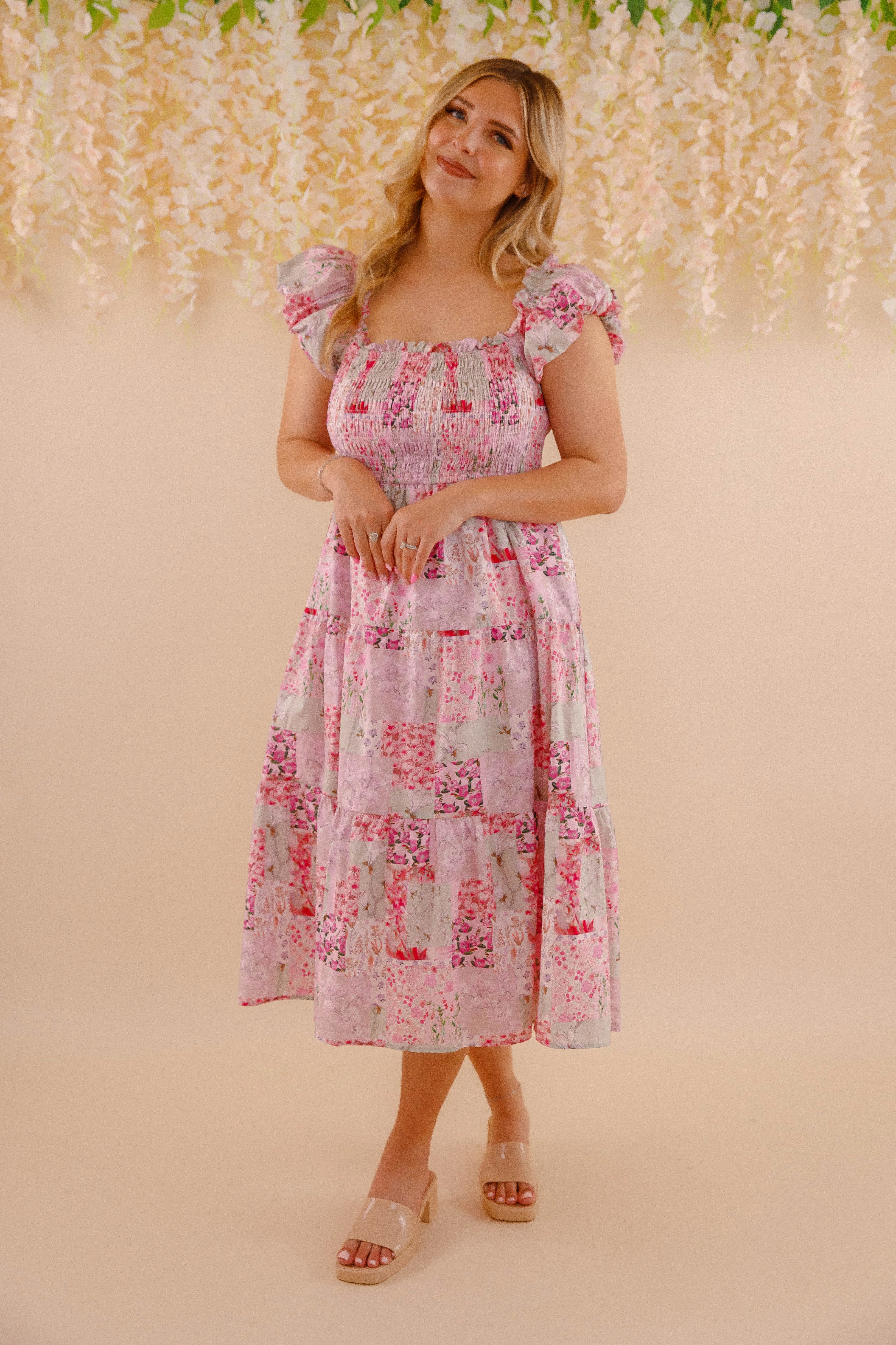 Light Sheen Play On Words Midi Dress