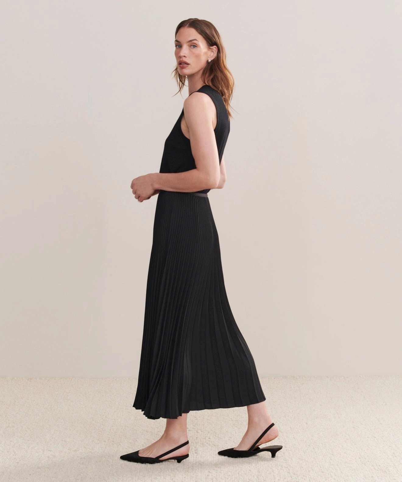 Stretch Support Pleated Skirt