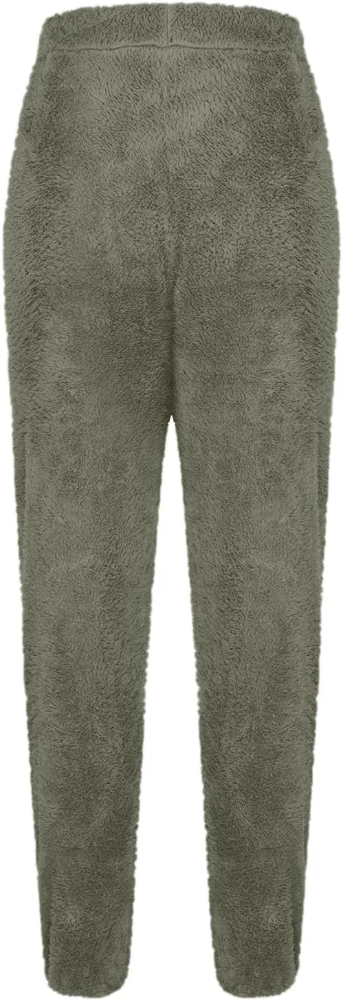 Plus Size Pajamas Pants Women Comfy Fleece Pj Bottoms Warm Plush Lounge Pants Furry Winter Trousers Fluffy Pj Pants