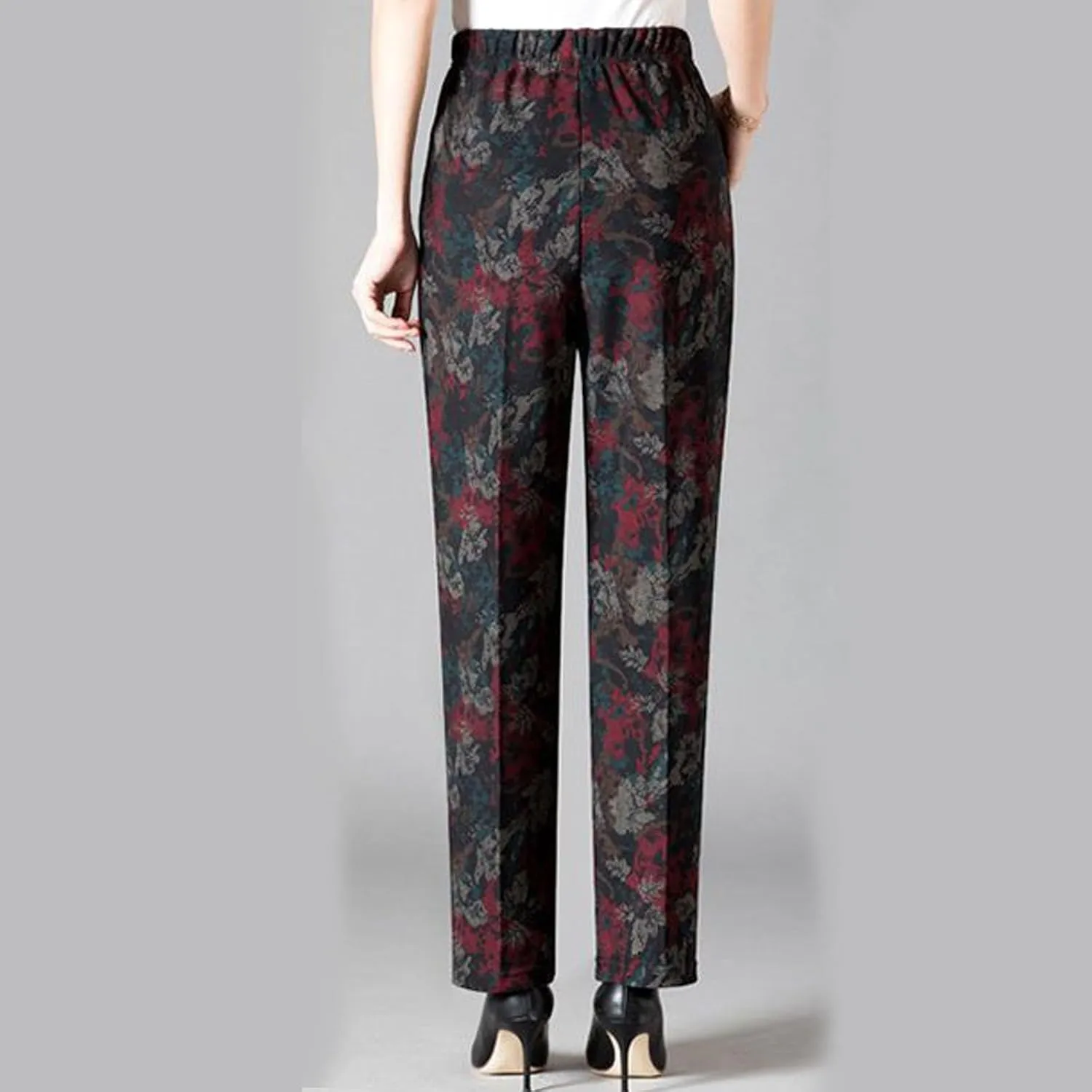 Plus Size Winter Pants Women Floral Fleece Lined Pants Casual Sherpa Lounge Pants Thich Straight Leg Pajamas Pants