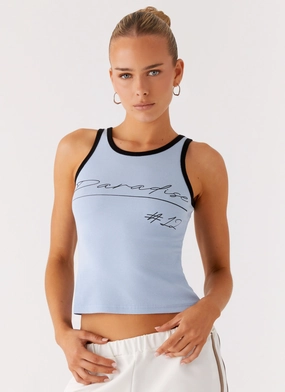 StretchFit Design ReflectiveAccents Utopia Tank Top - Sky Blue