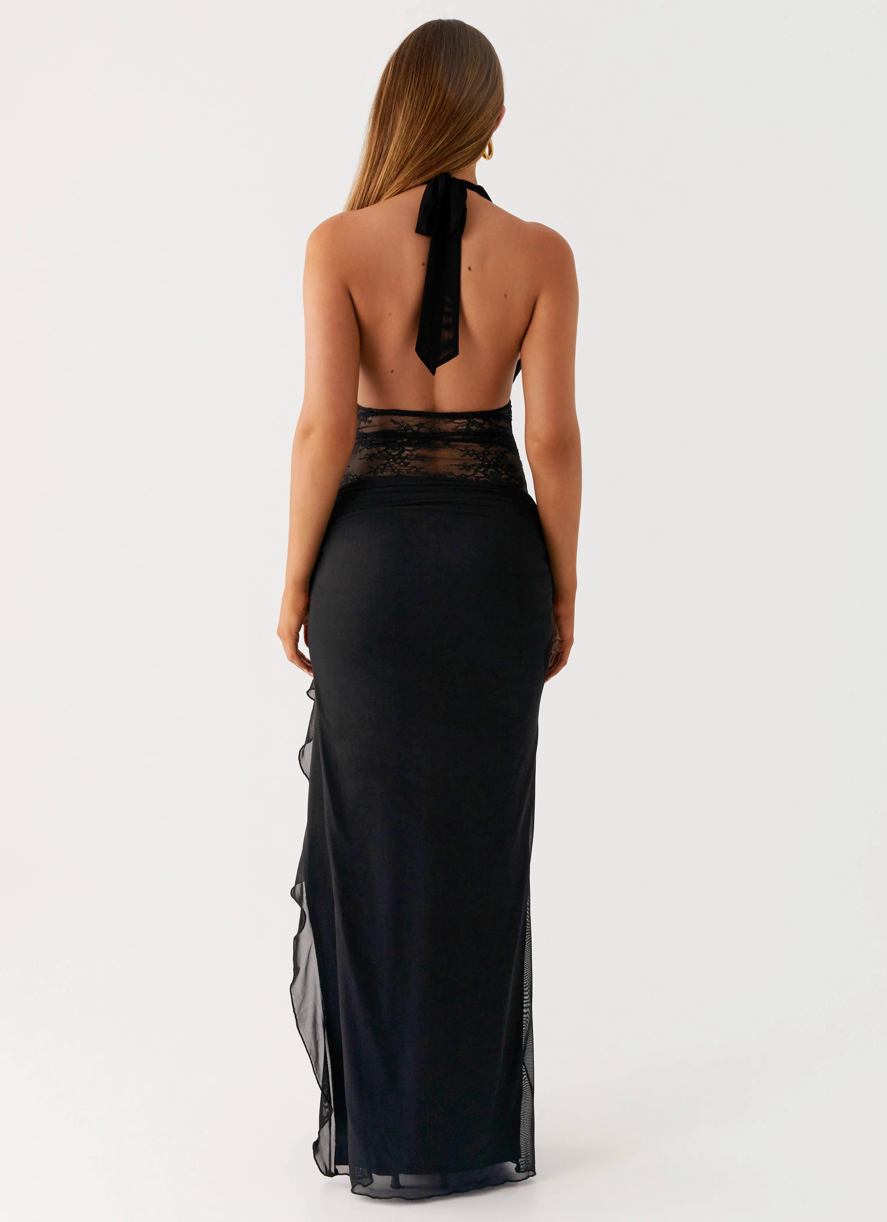 Wrenna Halter Neck Maxi Dress - Black Water-resistant Vintage-Inspired