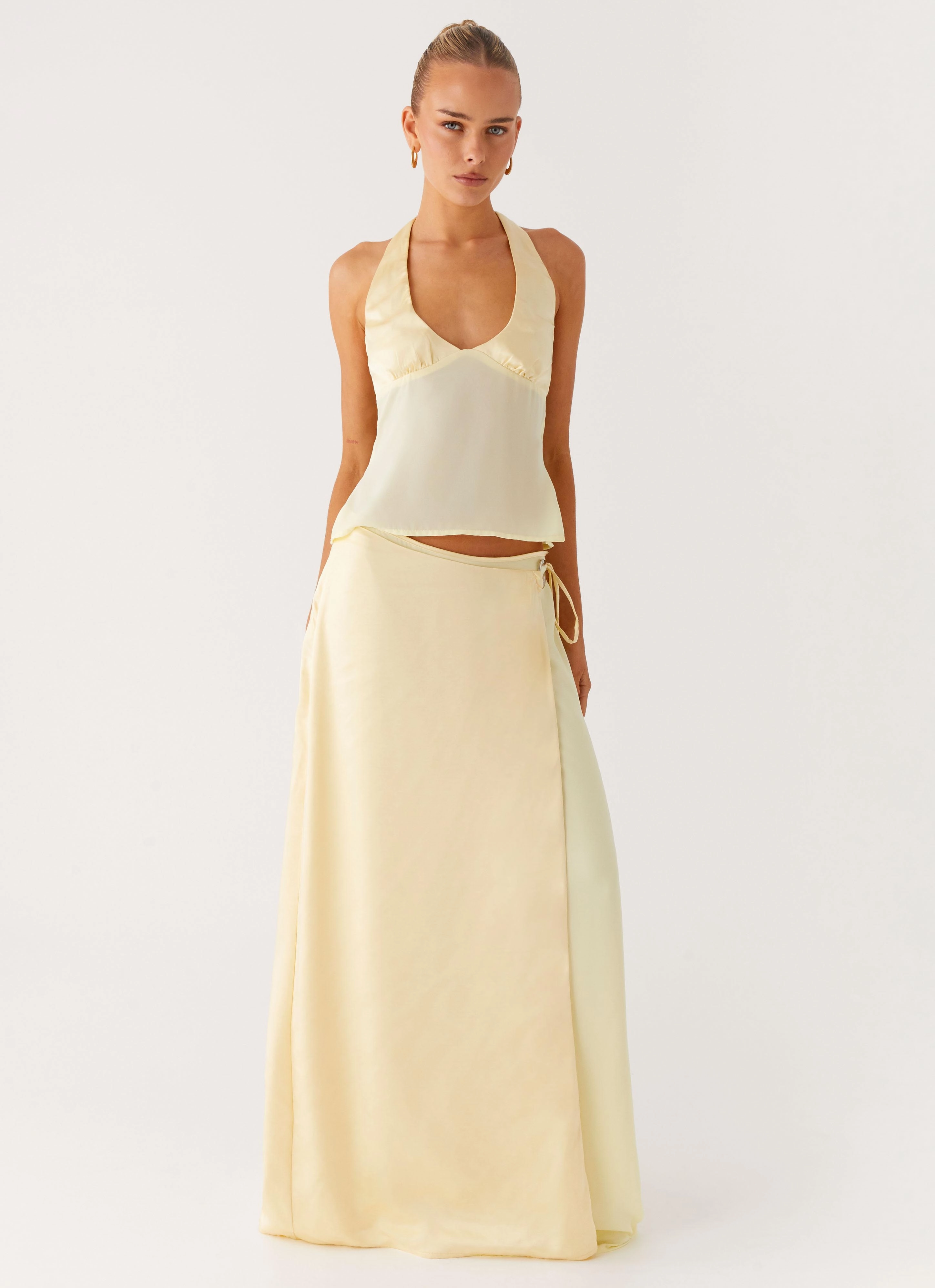 Moisture Wicking Material Pollie Halter Top - Yellow