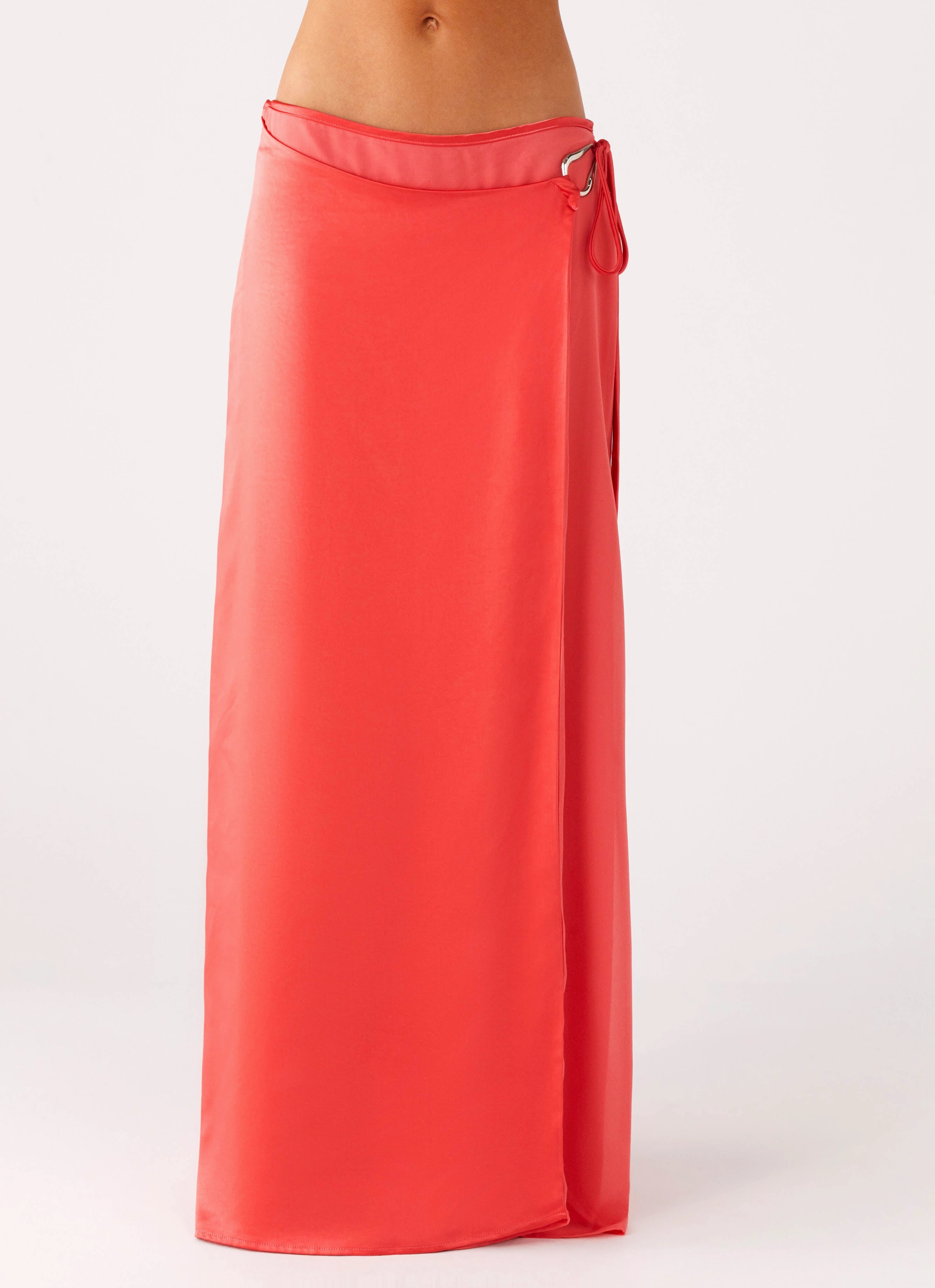 Flattering Style Pollie Wrap Maxi Skirt - Coral