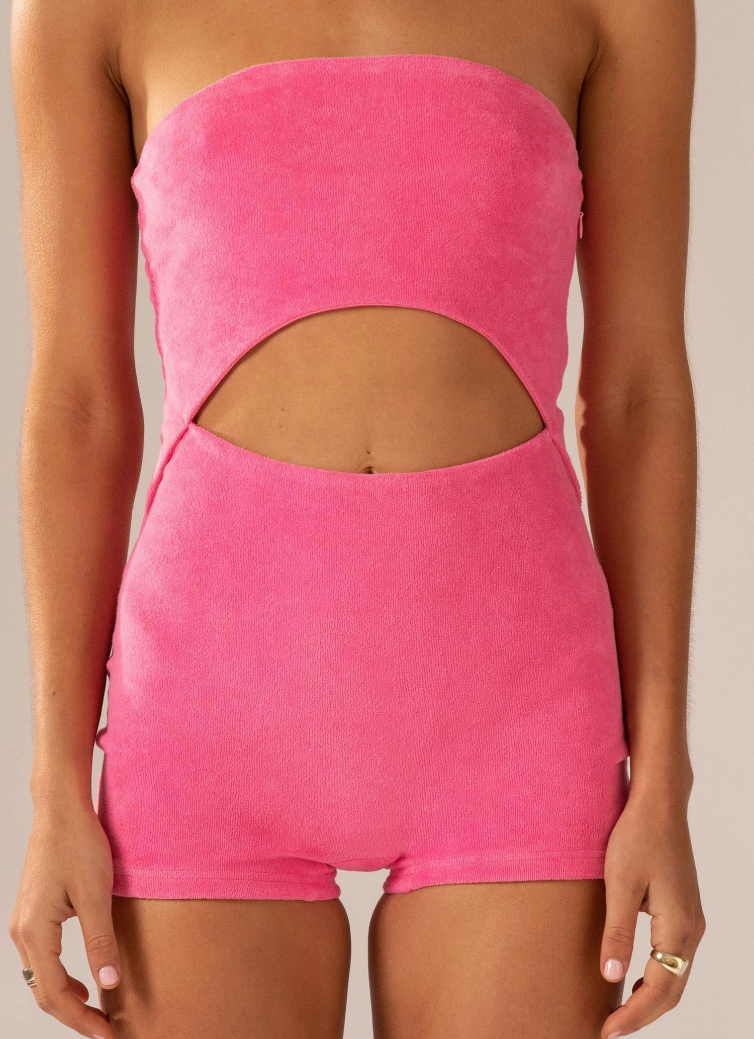 Poolside Fever Terry Jumpsuit - Perry Pink Urban Edge