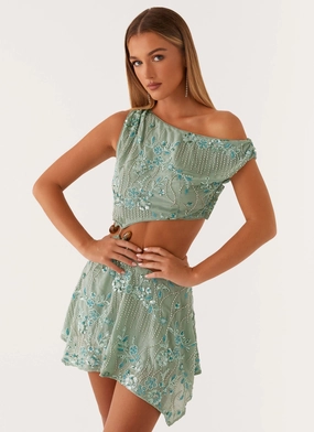 Aletta Sequin Mini Dress - Mint Art Soul