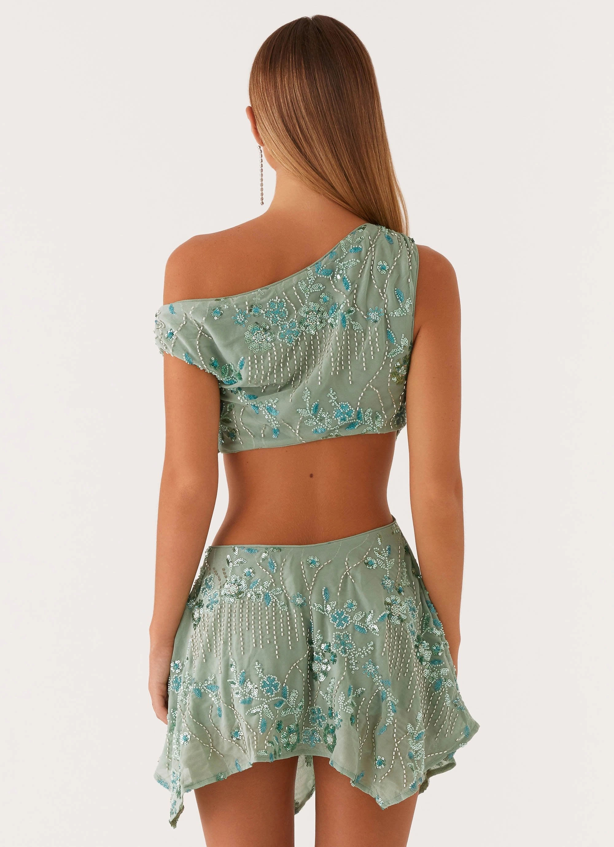 Elegant Silhouette Classic knee-length dress Aletta Sequin Mini Dress - Mint