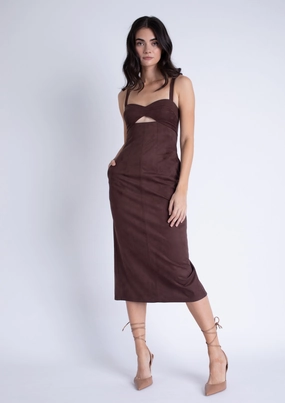 Olivia Suede Midi Dress Essential Style LayeredHemline