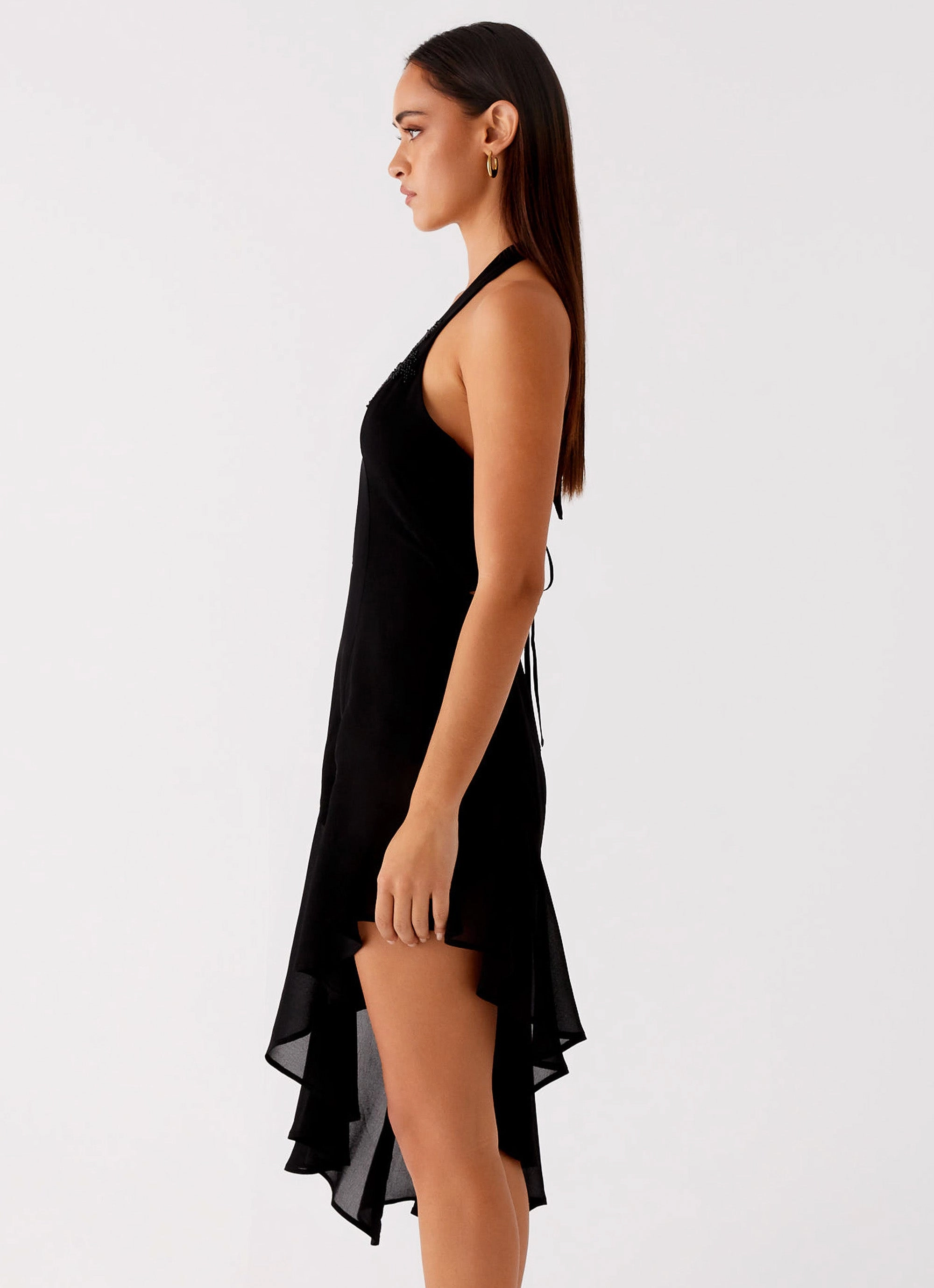 Clean Slate Midi Dress - Black Silky texture Soul Warm
