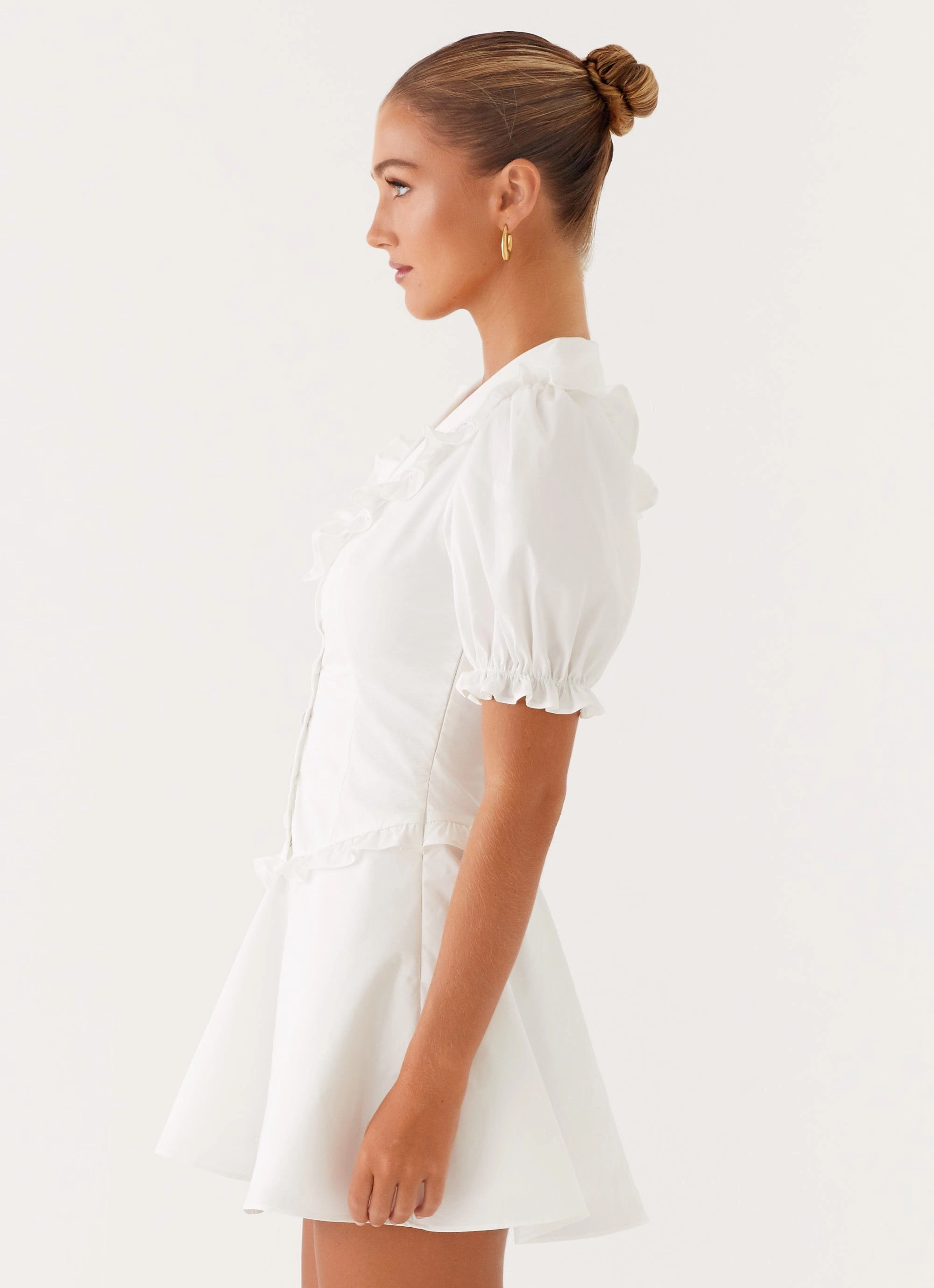 Sleek Draping Seana Mini Dress - White