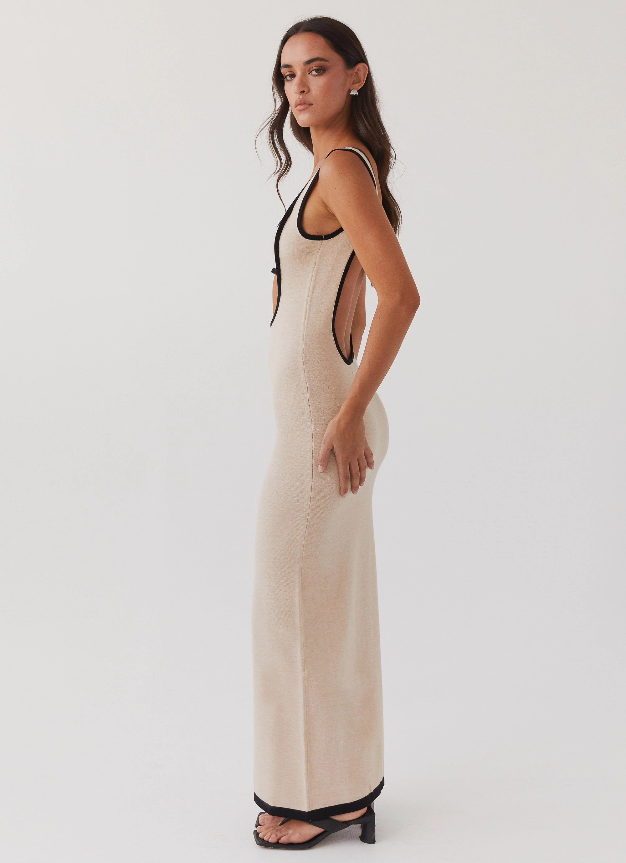 Lost In Paris Knit Maxi Dress - Tapioca Night Charm Contemporary Vibe