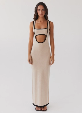 Subtle Motion Lost In Paris Knit Maxi Dress - Tapioca