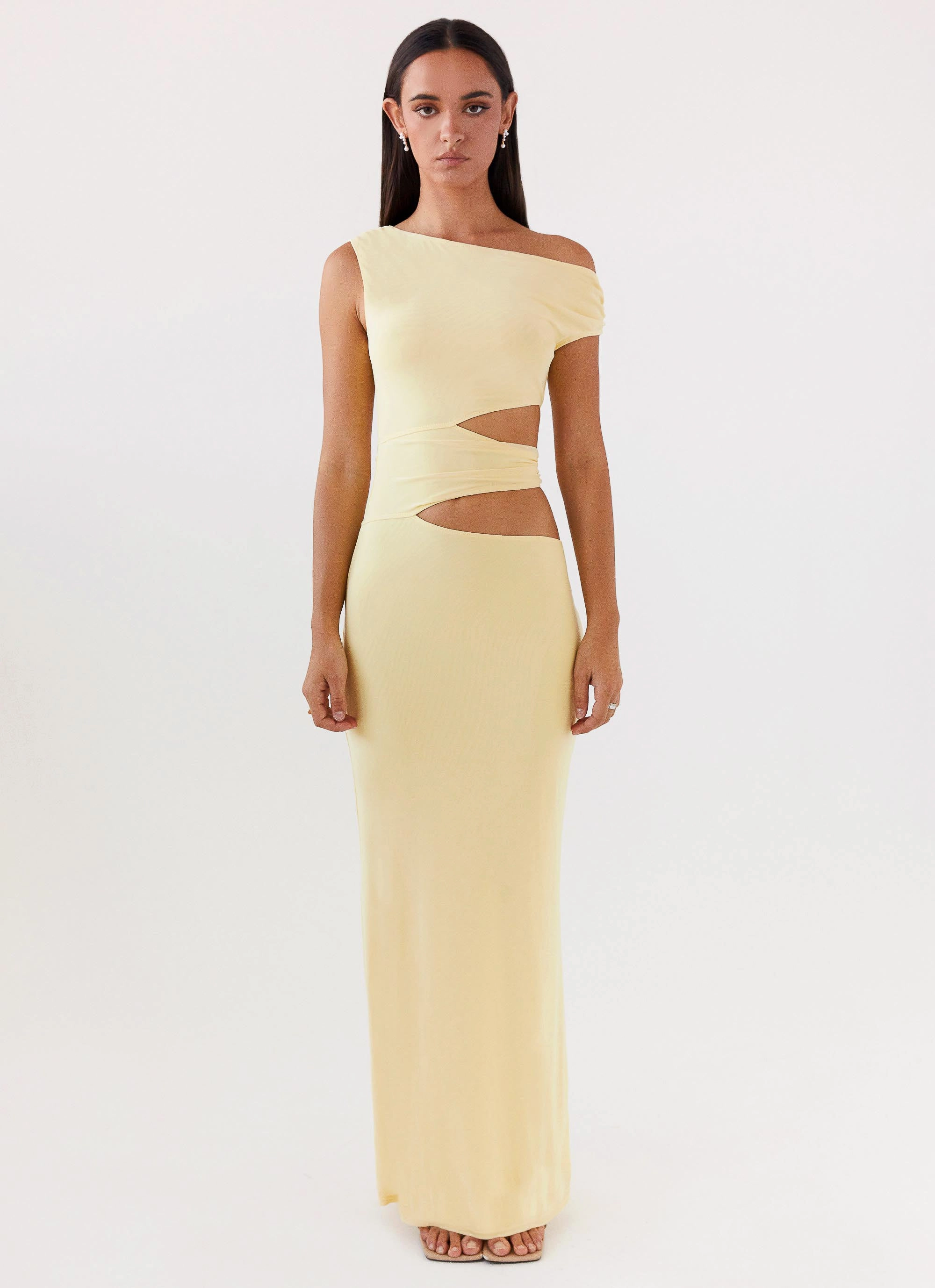 Margot One Shoulder Maxi Dress - Yellow Classic Vibe