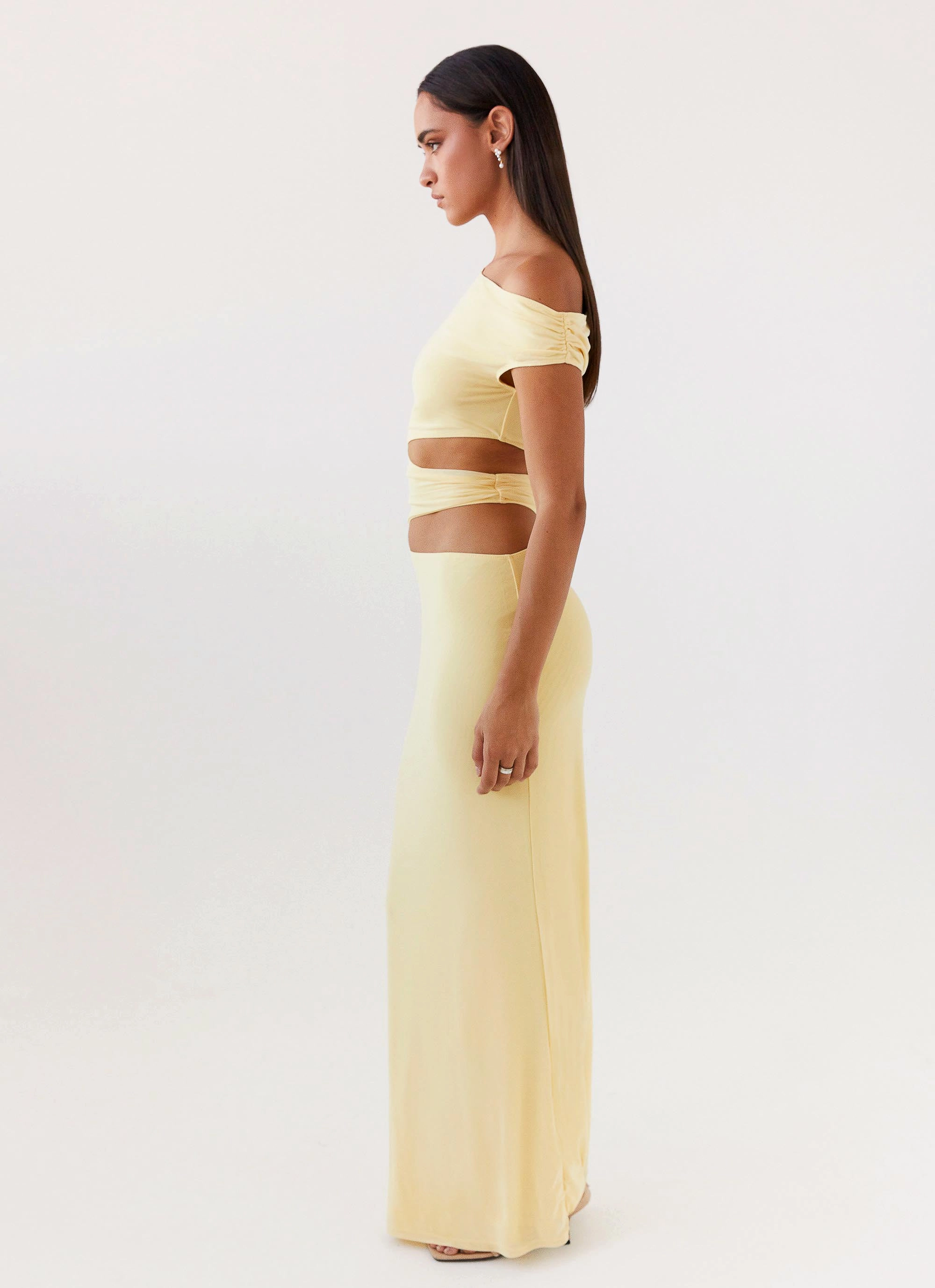 Margot One Shoulder Maxi Dress - Yellow Field Fresh