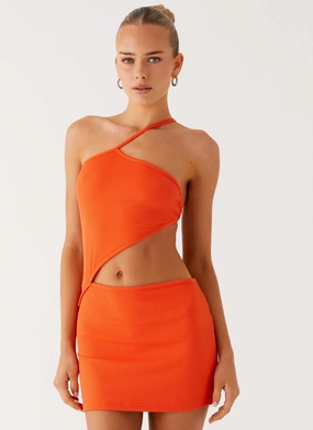 Wedding guest Riano Cut Out Mini Dress - Fire Orange