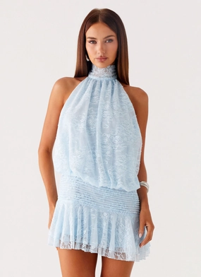 Willow Lace Mini Dress - Blue Stylish Comfort Bare Glow