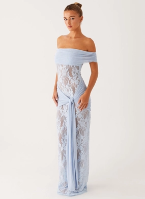 Gracie Twist Maxi Dress - Blue Bohemian-Style