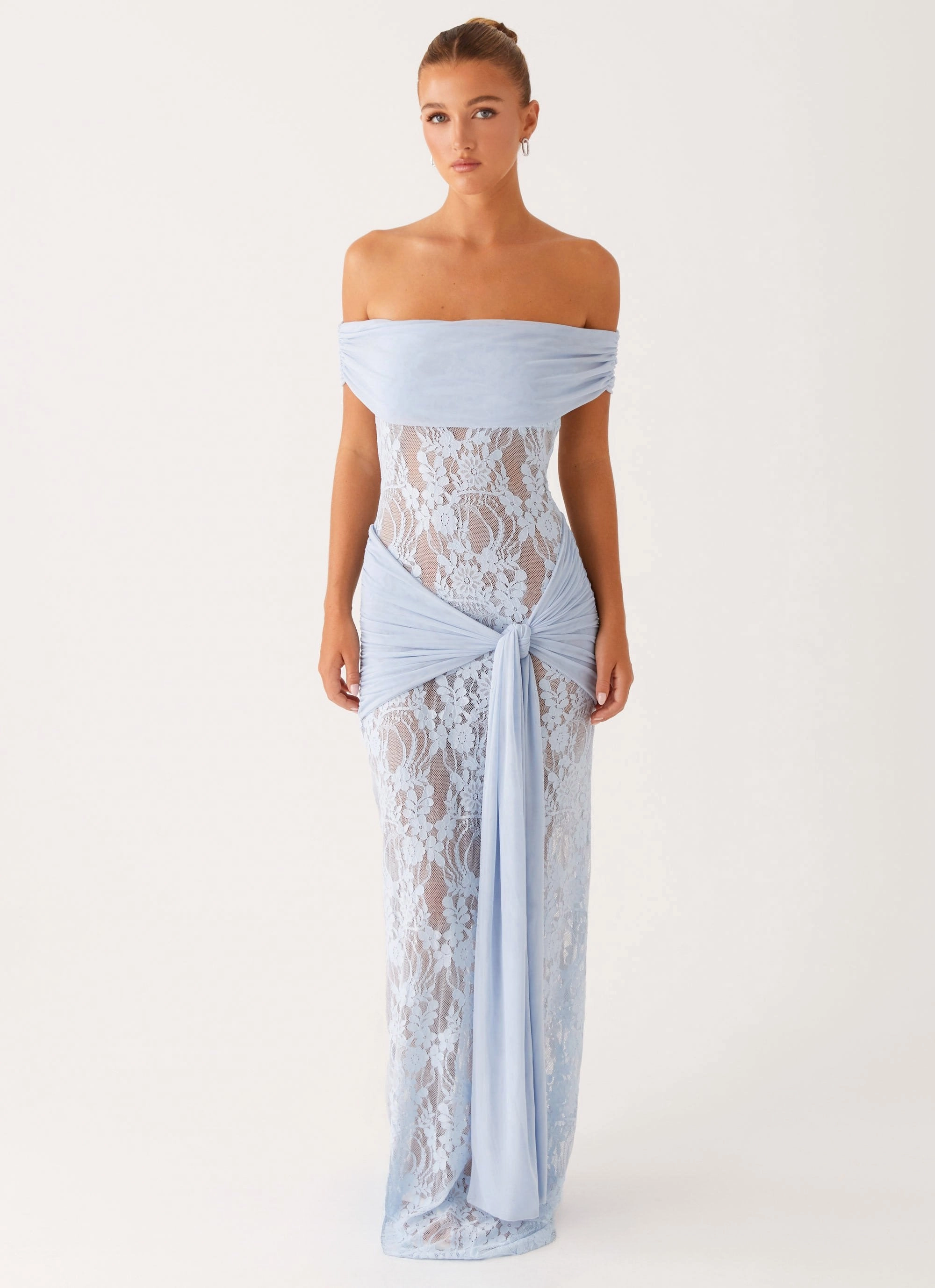 Gracie Twist Maxi Dress - Blue Winter Wrap